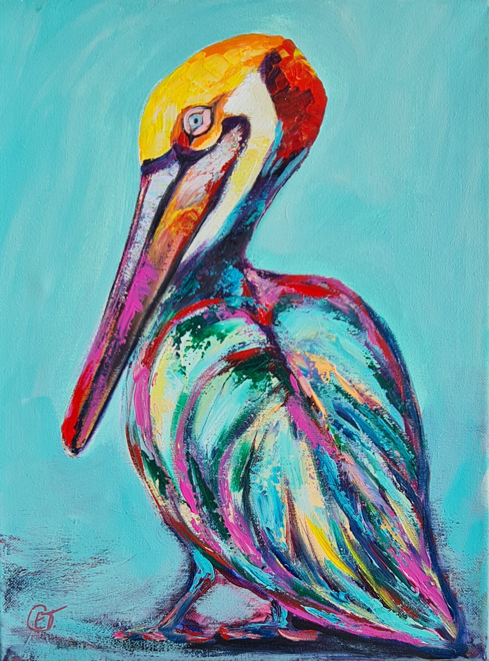 Colorful Pelican Painting