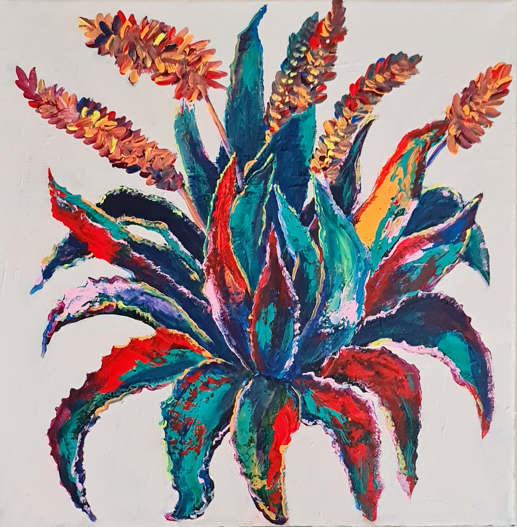 Vibrant Floral Painting Aloe Vera 