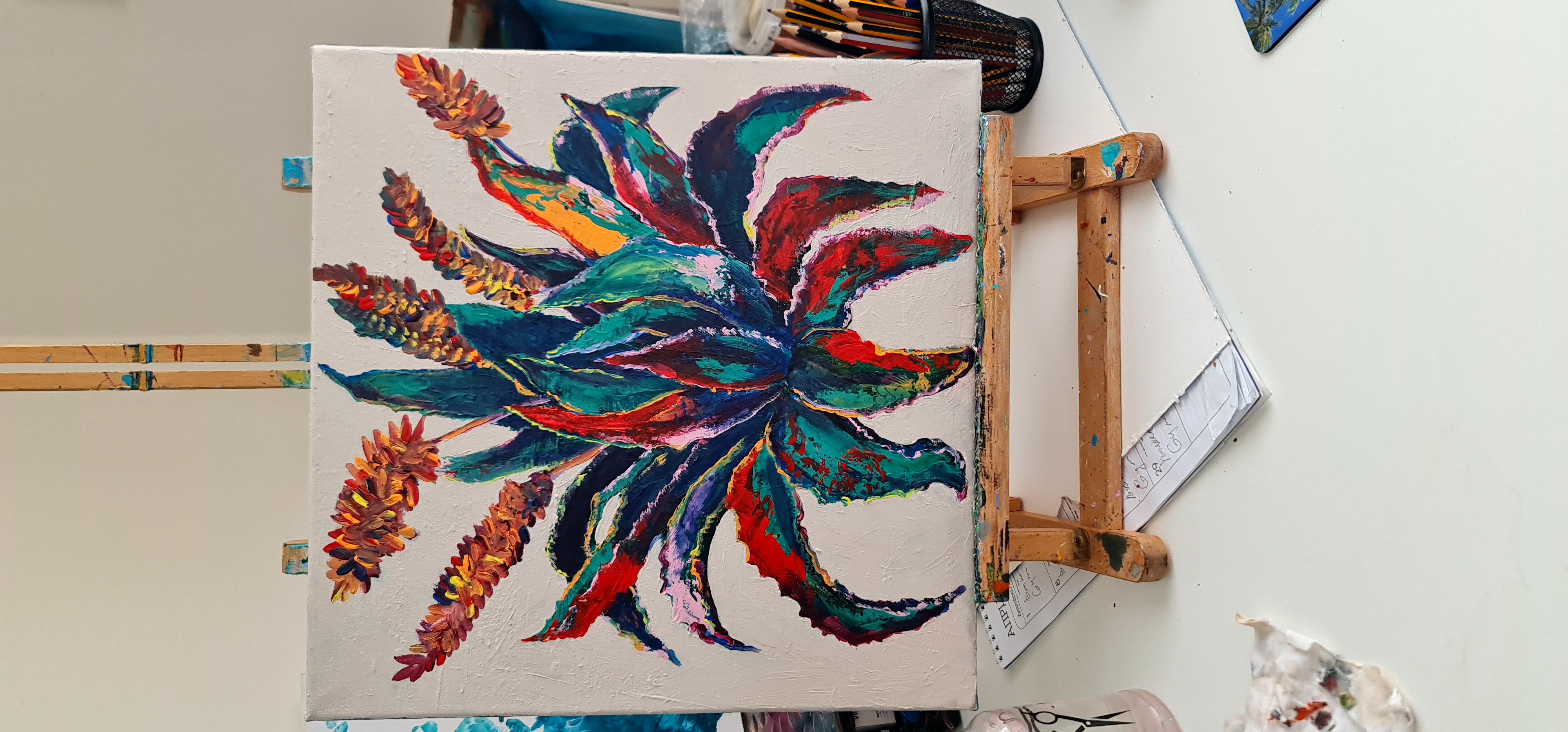 Vibrant Floral Painting Aloe Vera 