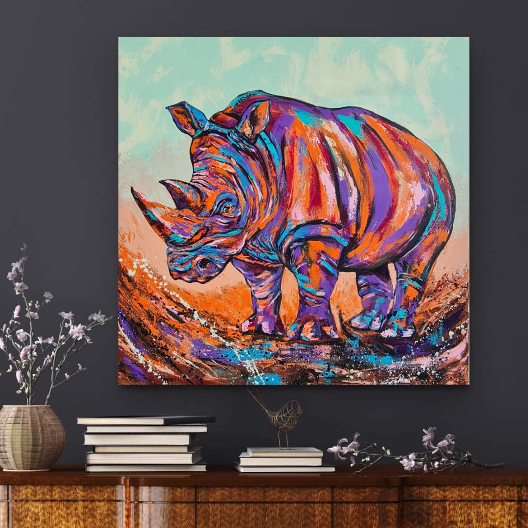Colorful Rhino Painting