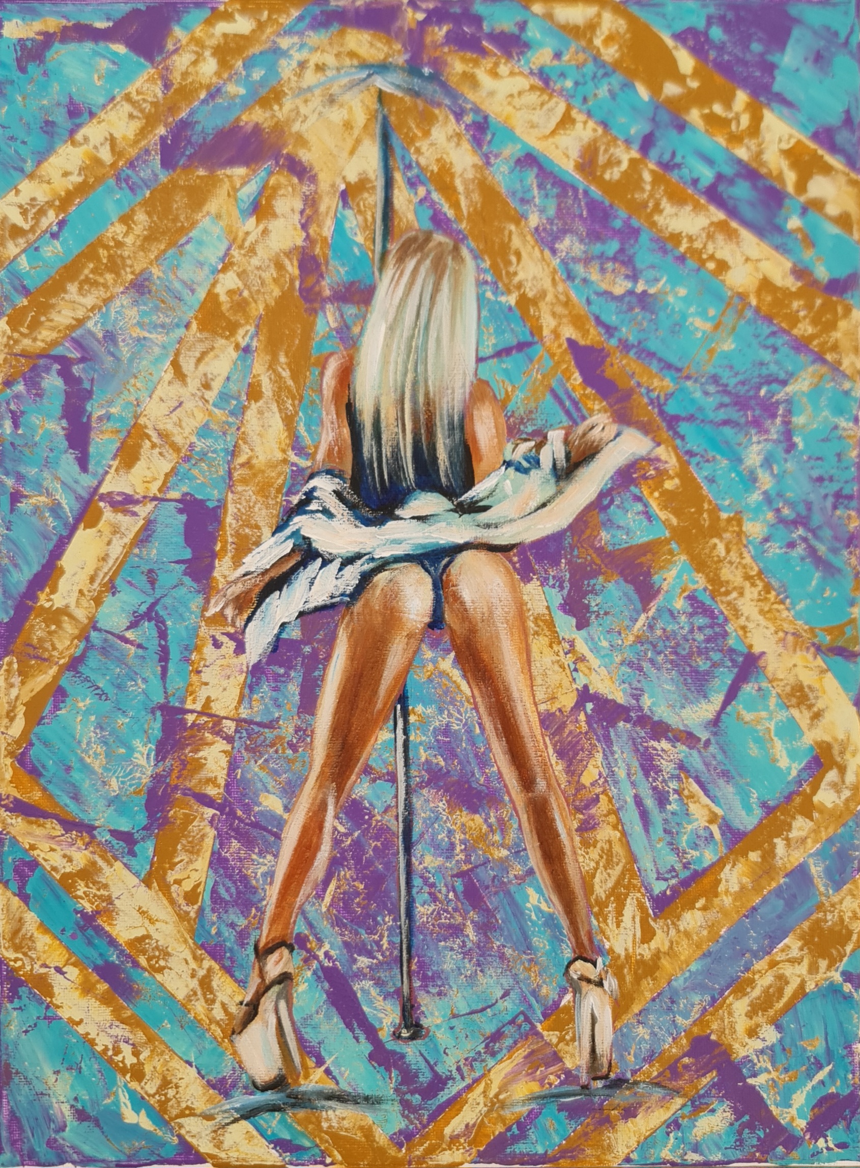 Modern Abstract Art Painting, Striptease Dancer 
