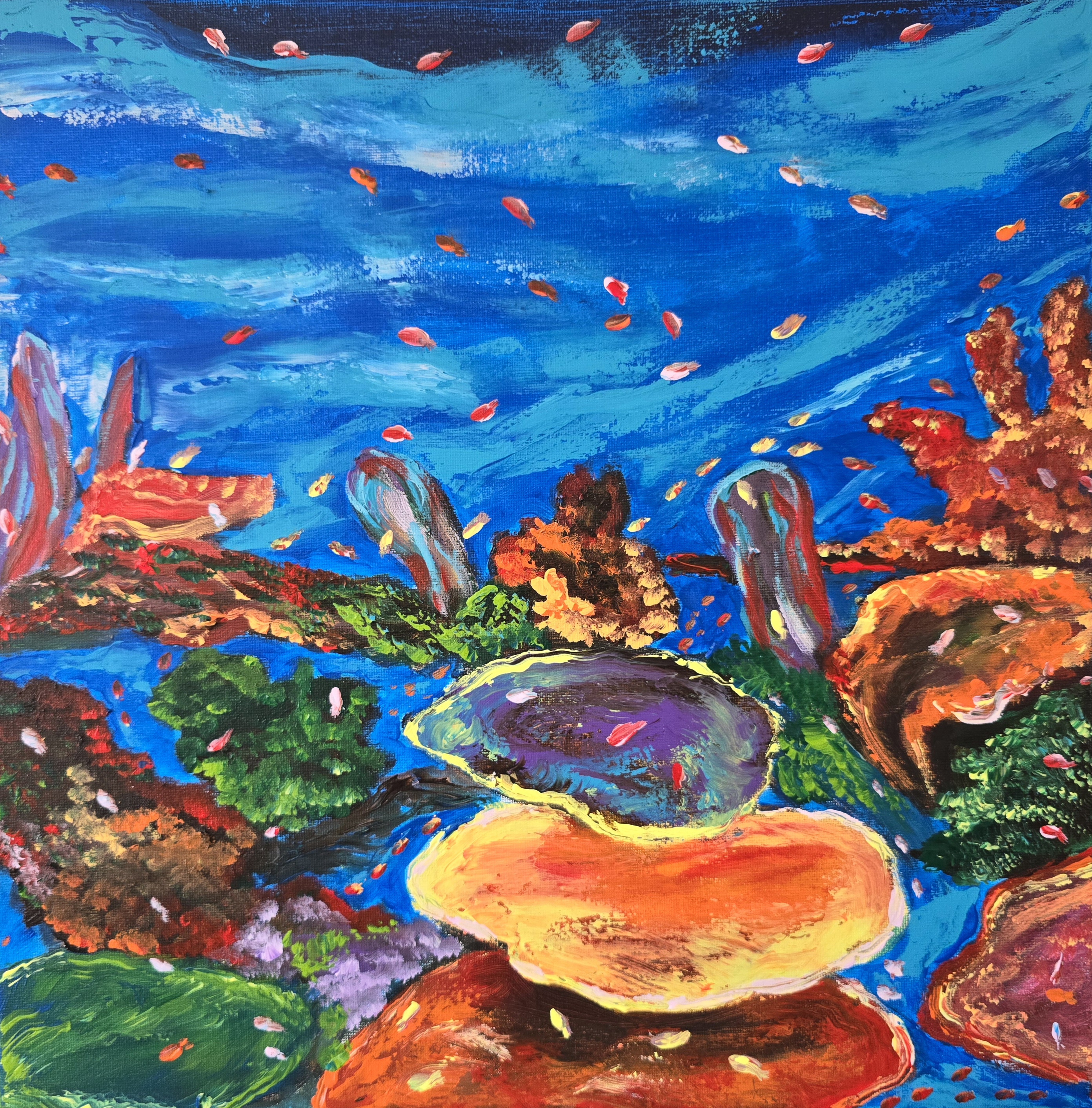 Underwater Landscape Painting Diptych Set