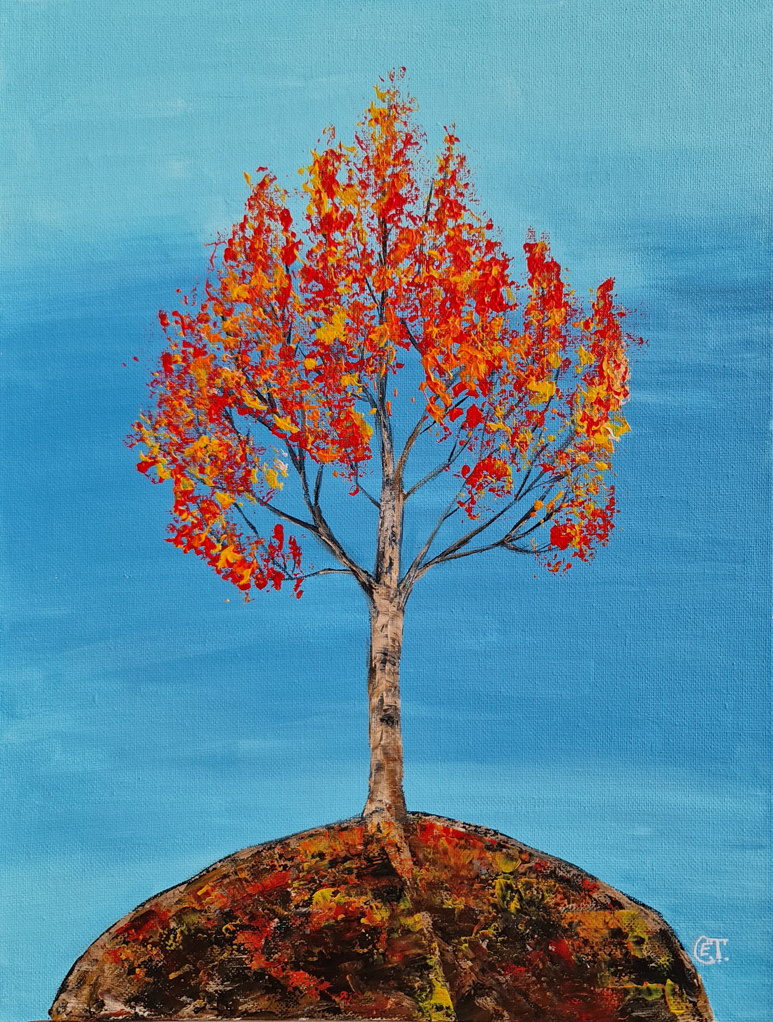 Autumn Tree Painting Set of Two artworks, Diptych 