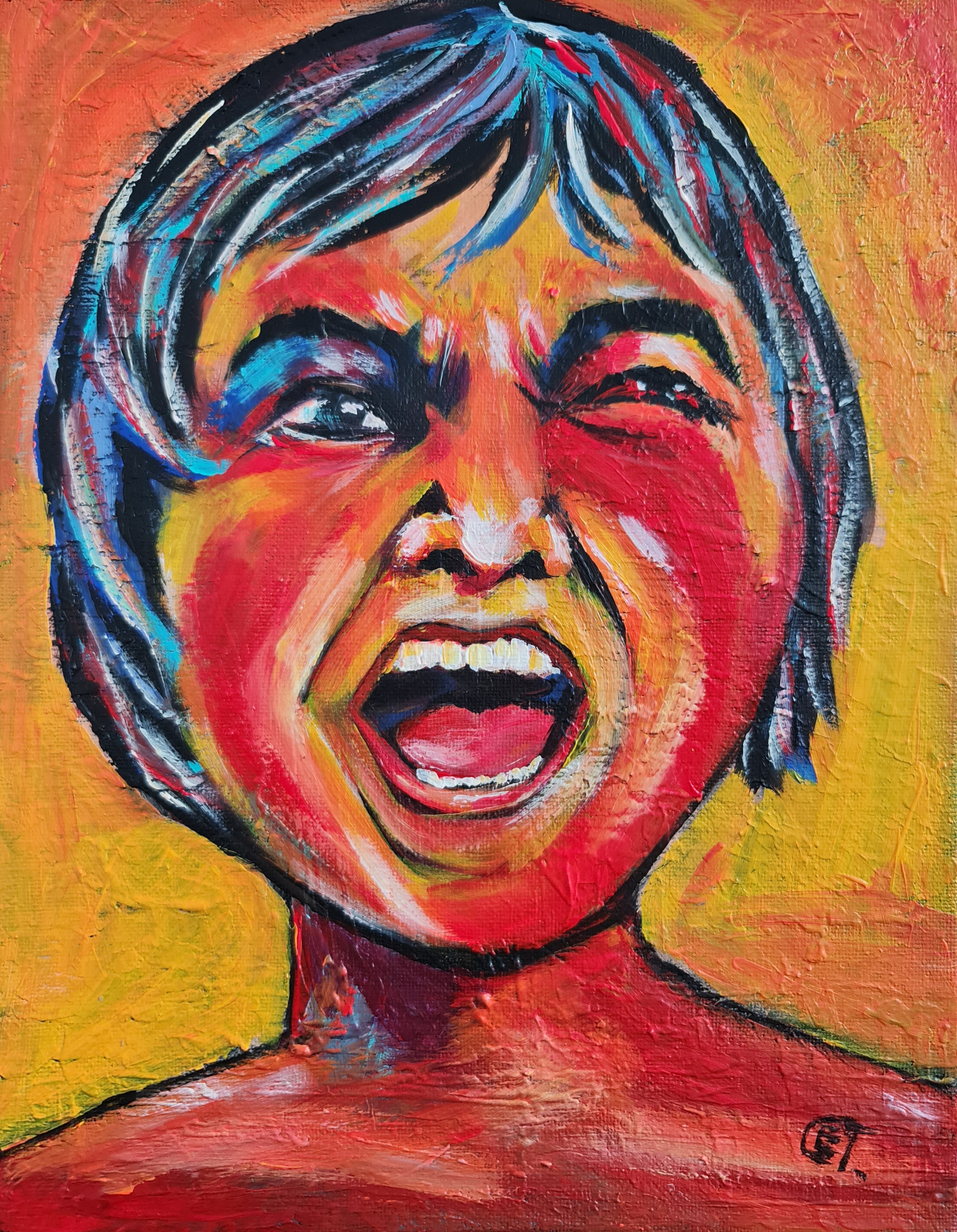 Vibrant Expressive Portrait Painting "I blame you"