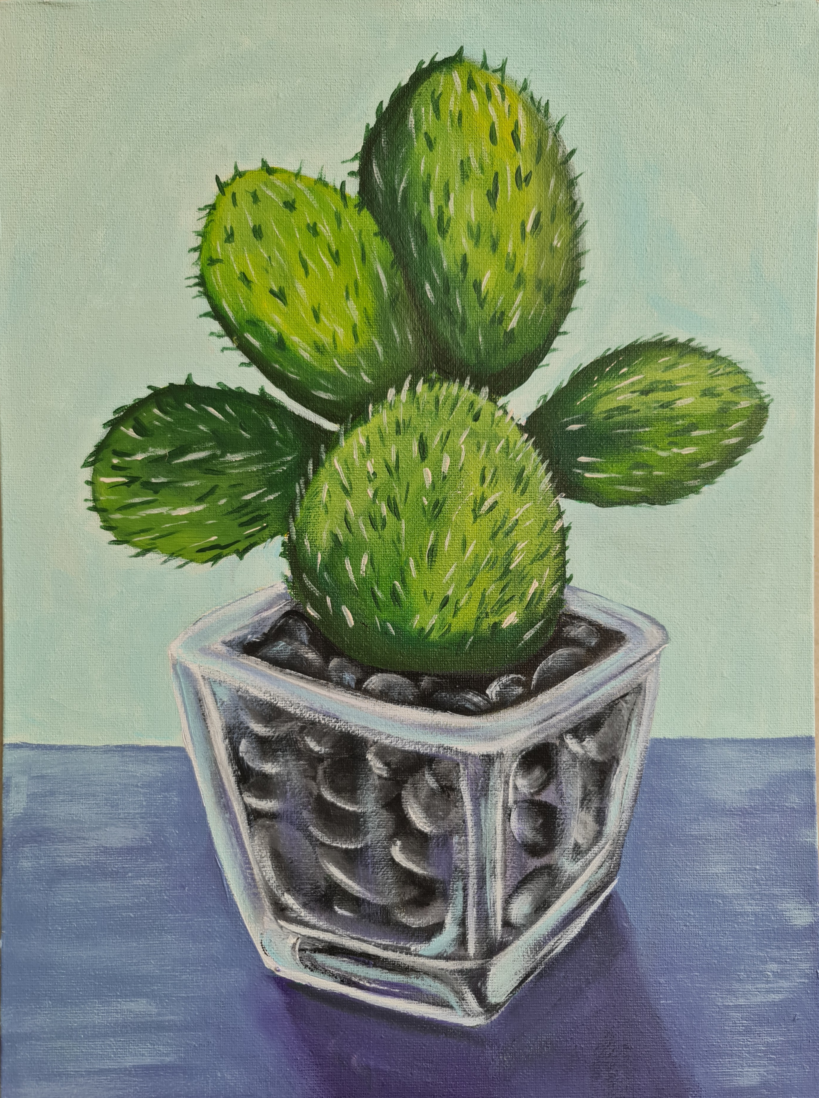 Cactus Painting, Triptych Set of 3 artworks 
