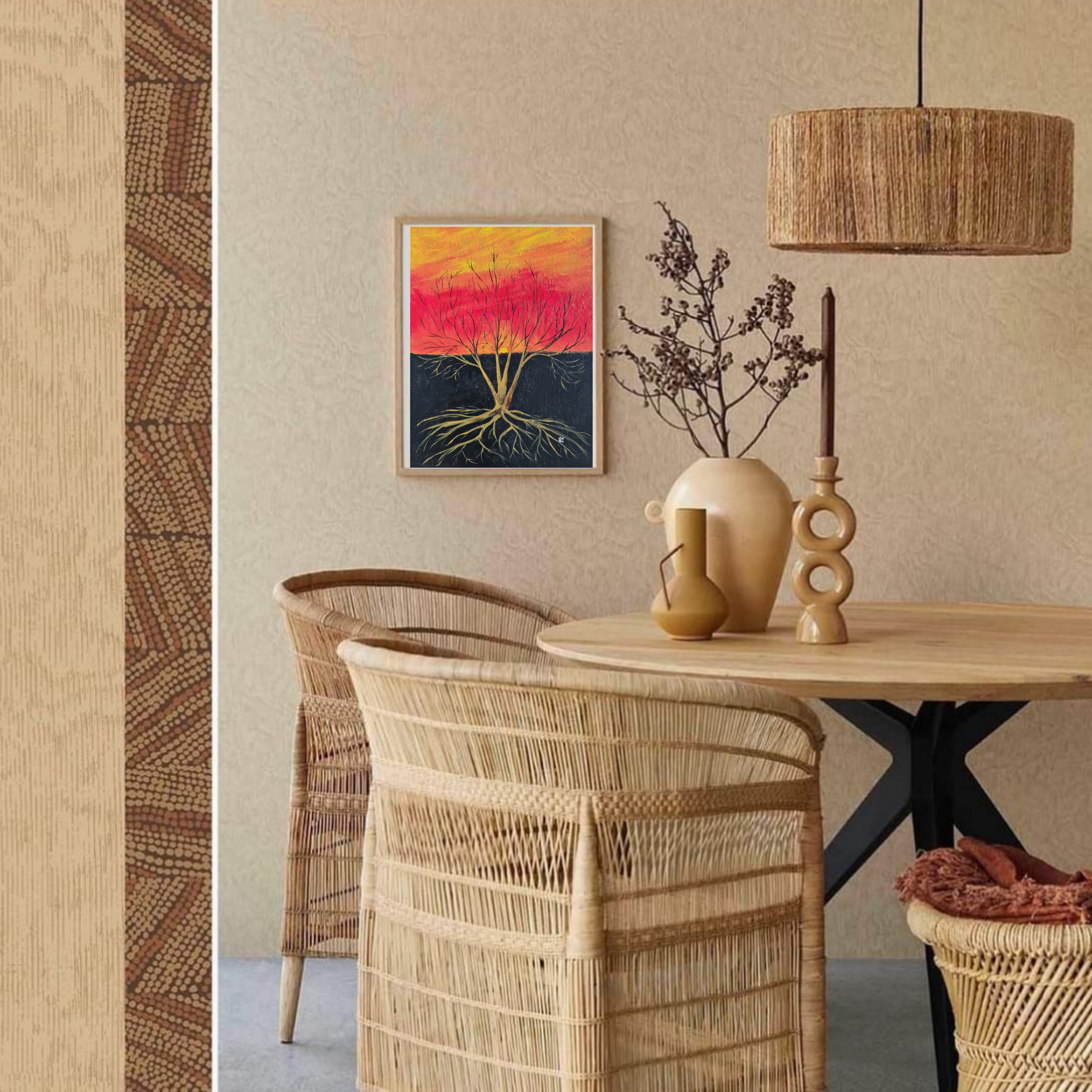 Abstract Tree Painting, "African Sunset"