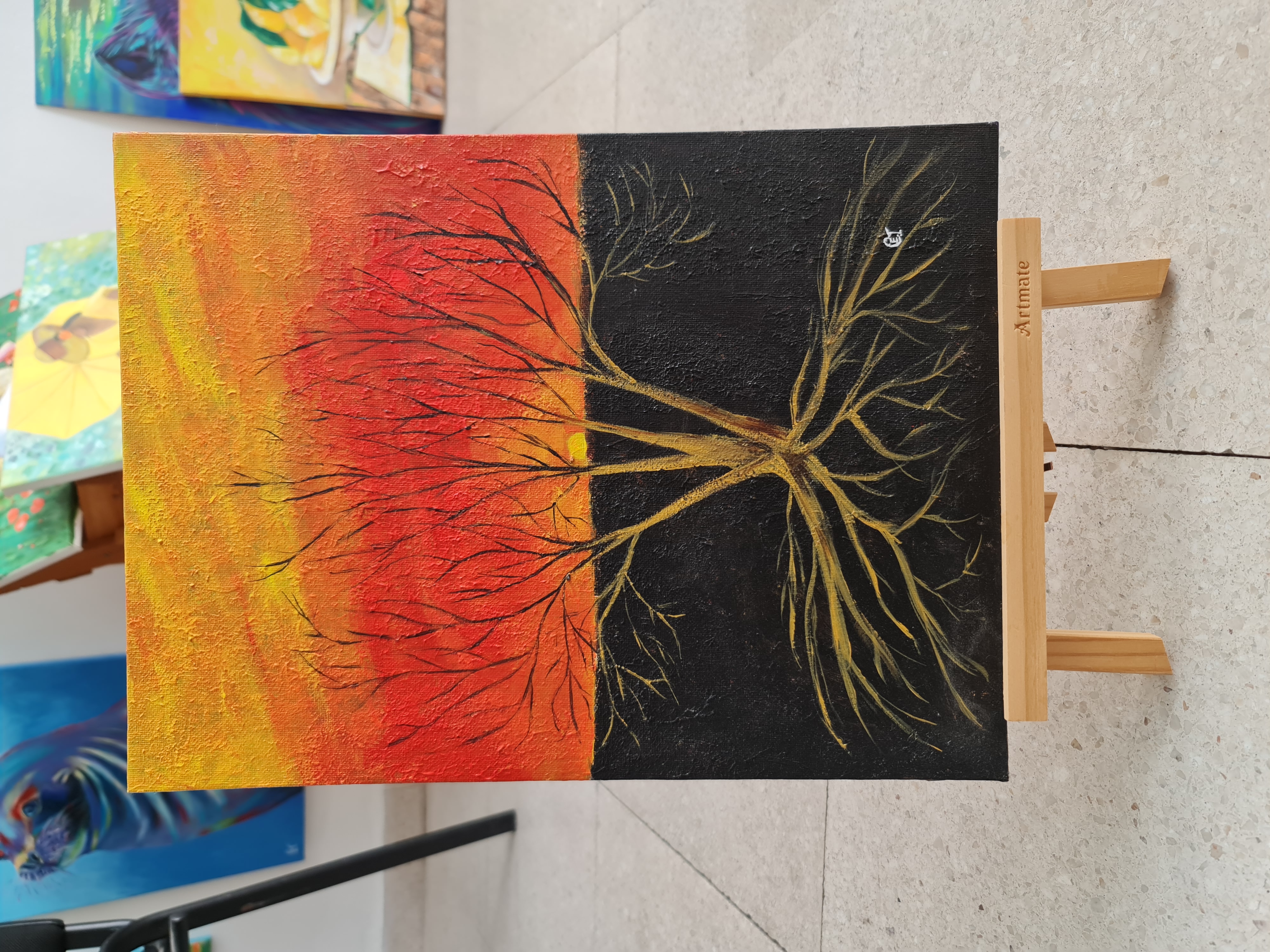 Abstract Tree Painting, "African Sunset"