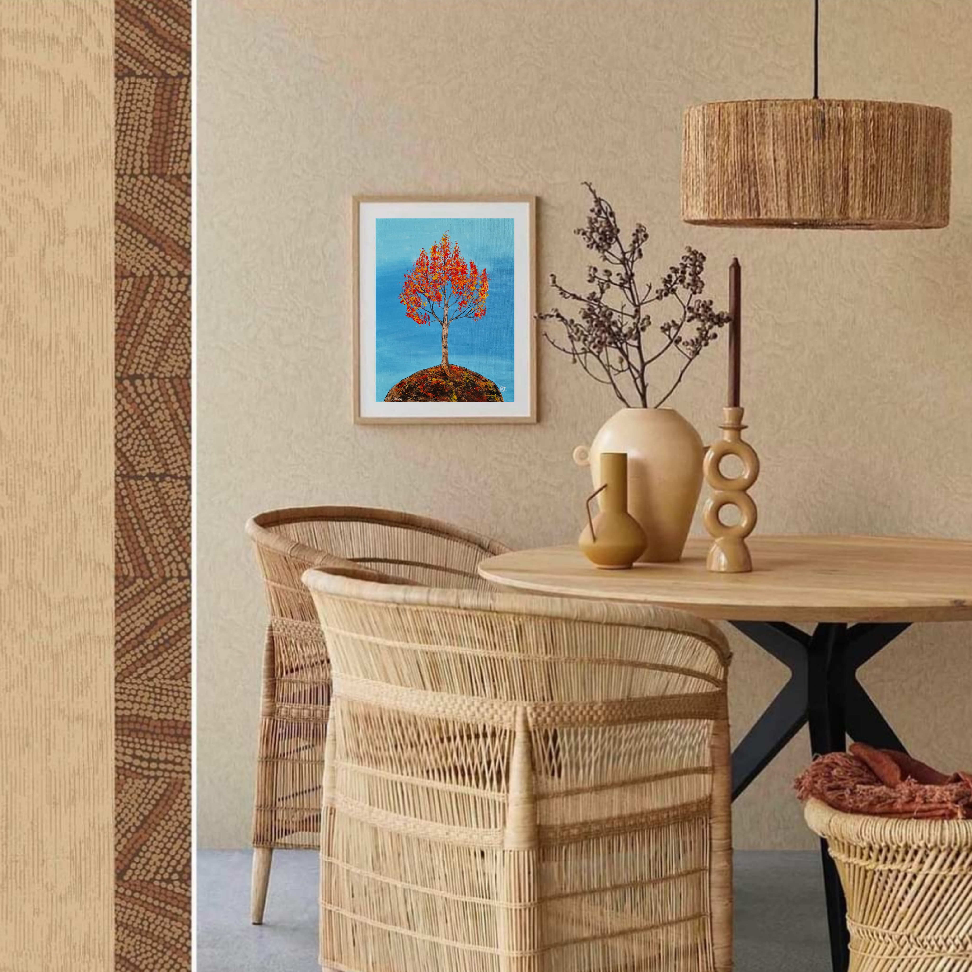 Autumn Tree Painting Set of Two artworks, Diptych 