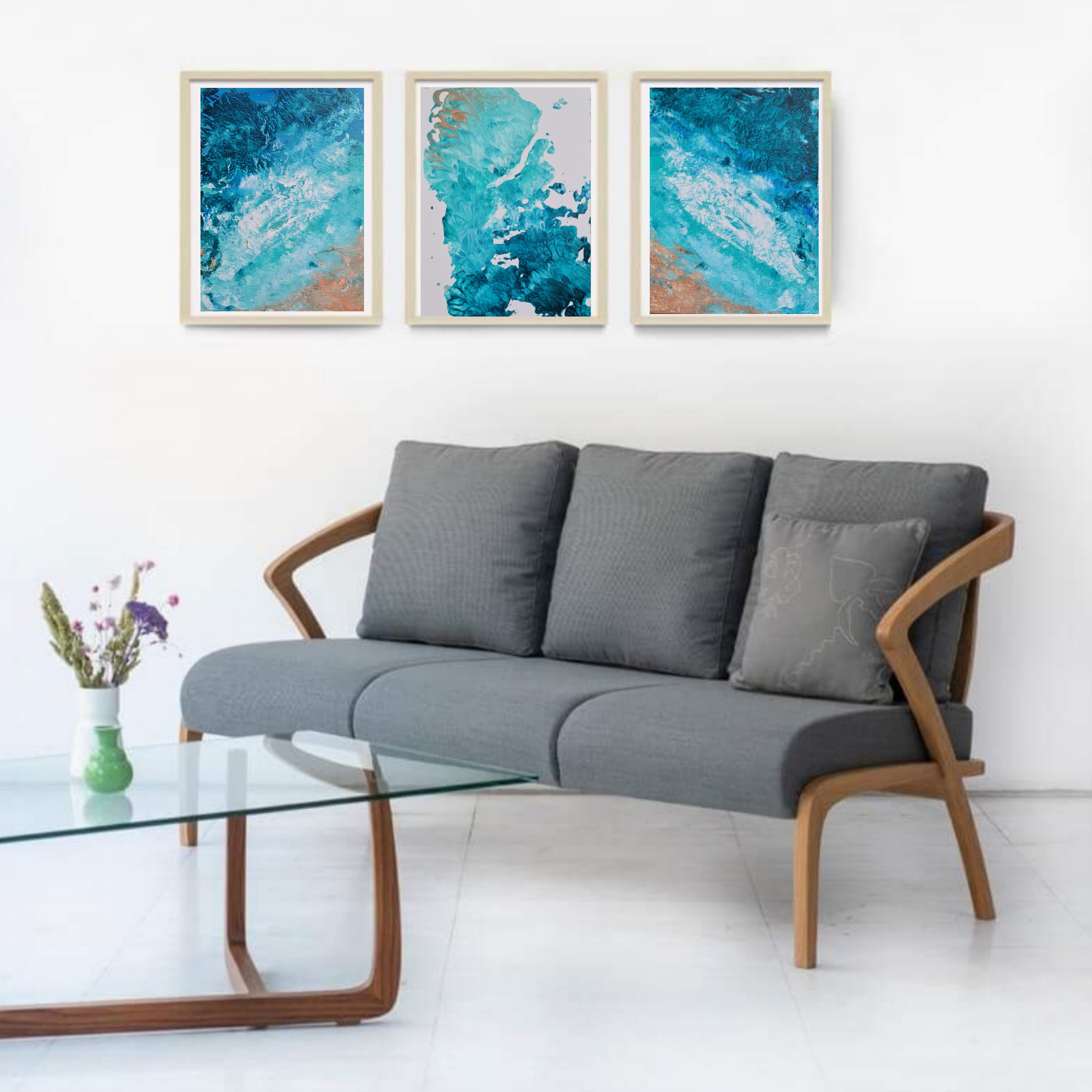 Seaside Abstracts Triptych 