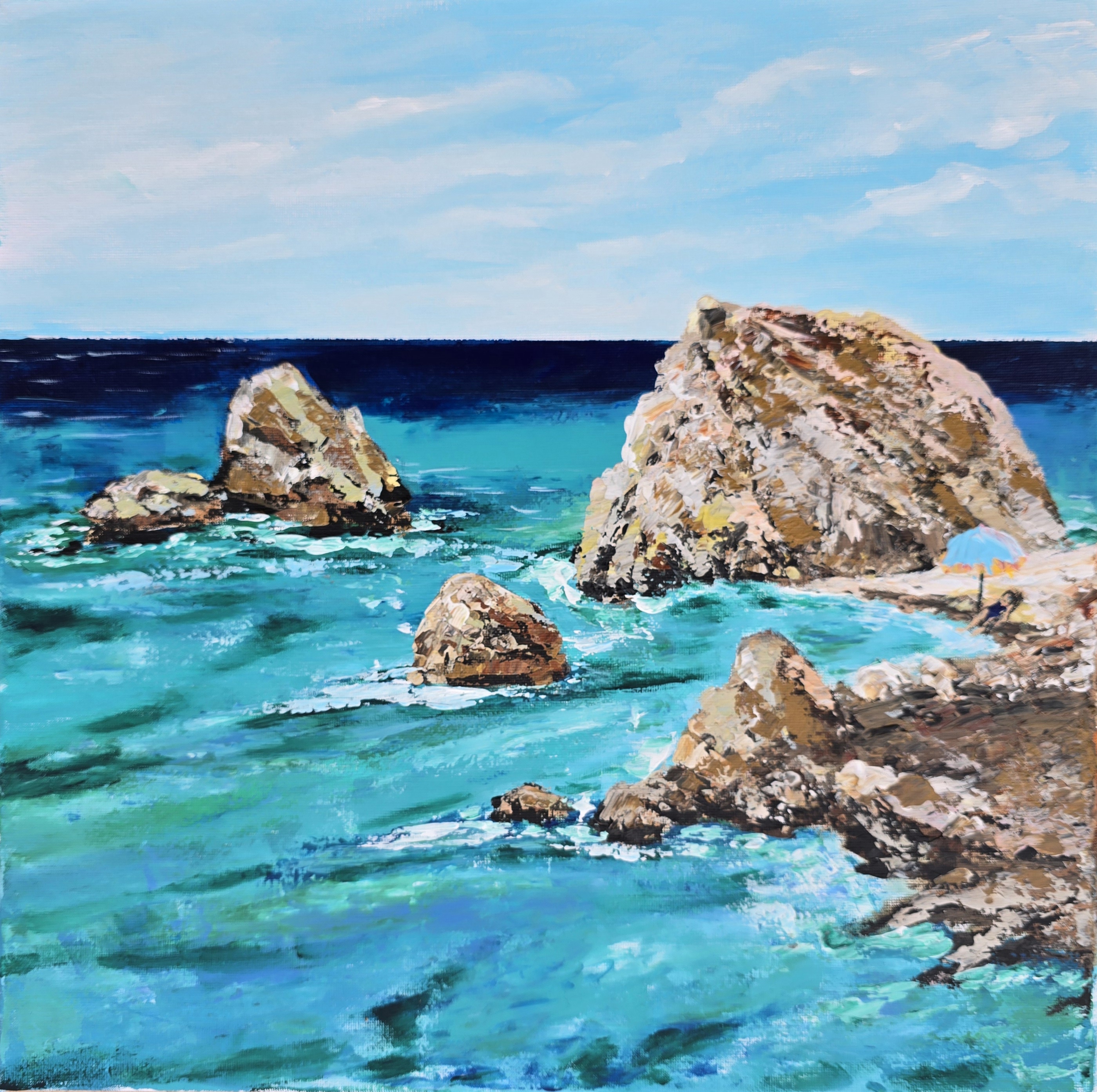 Seascape Painting Petra tou Romiou, Paphos , Aphrodite Rock