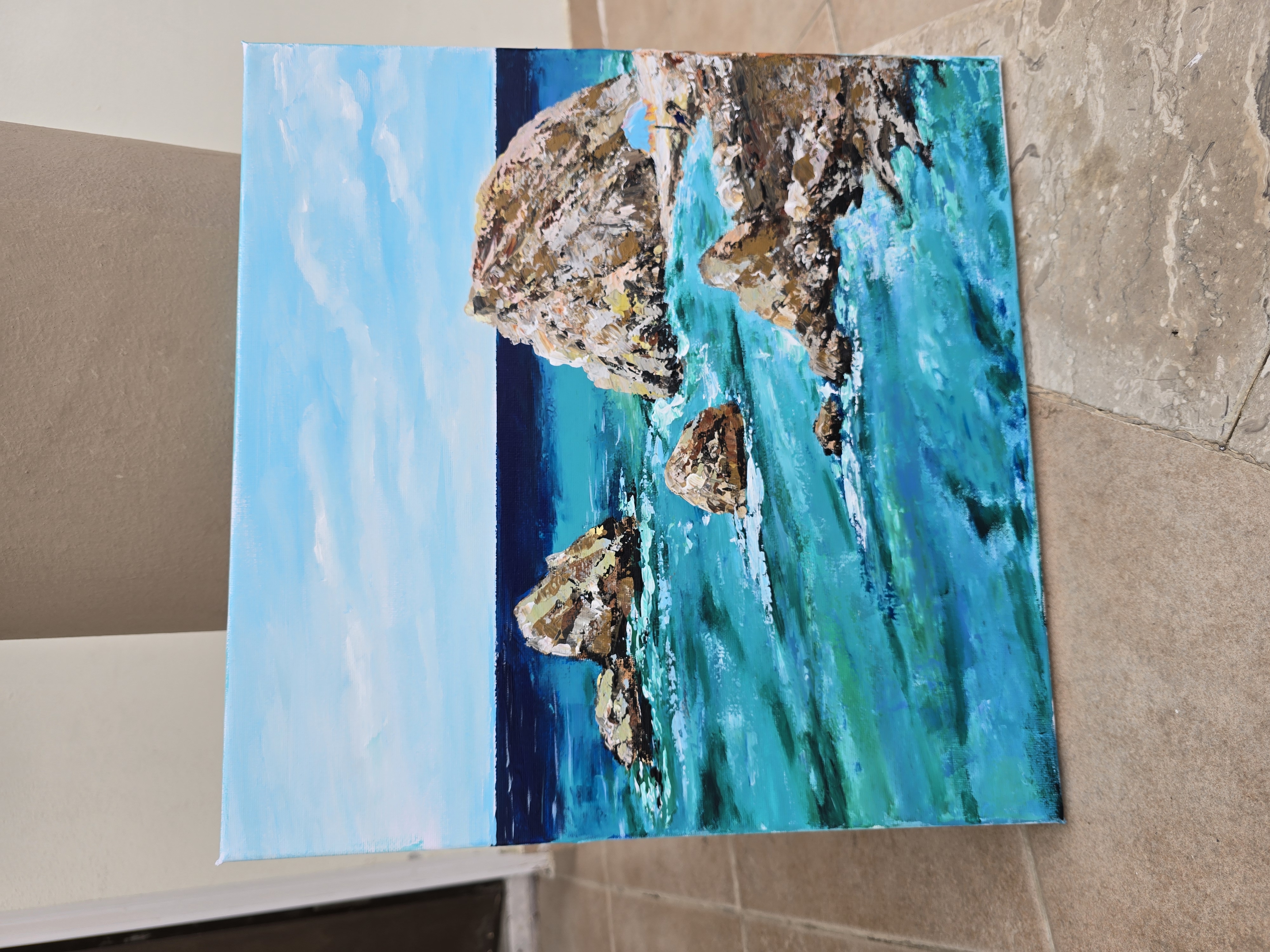 Seascape Painting Petra tou Romiou, Paphos , Aphrodite Rock