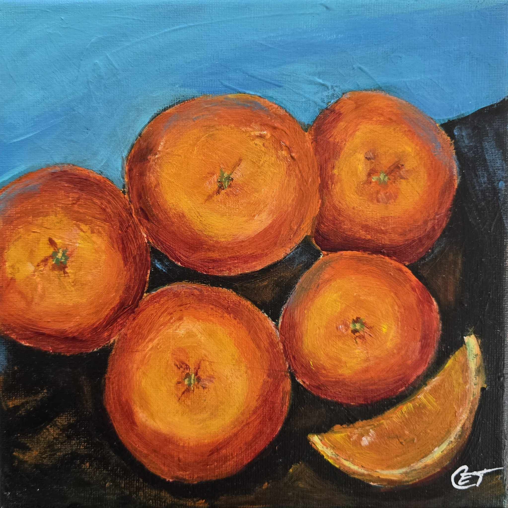 Hand-Painted Orange Still Life