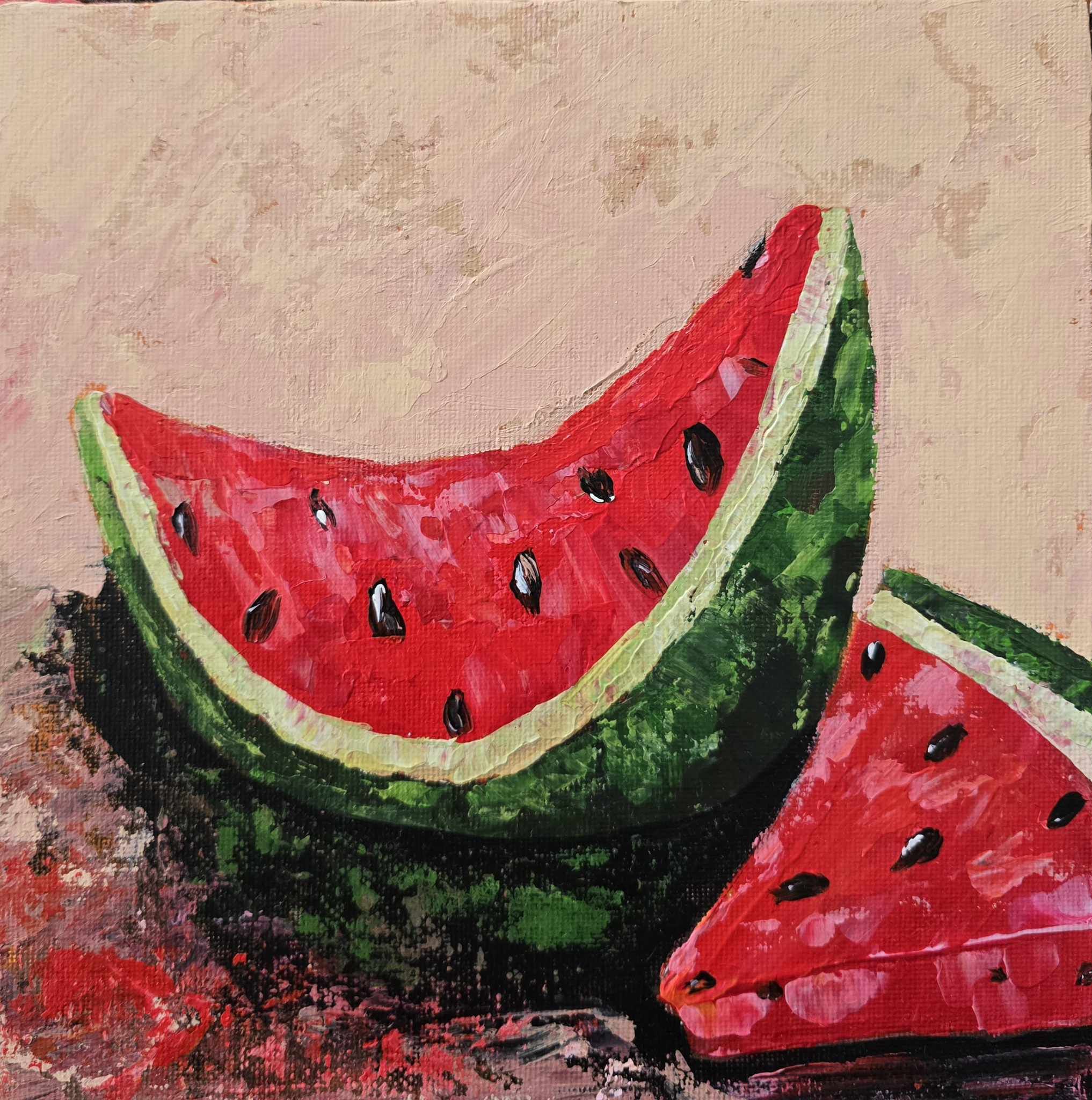 Watermelon Canvas-board Painting