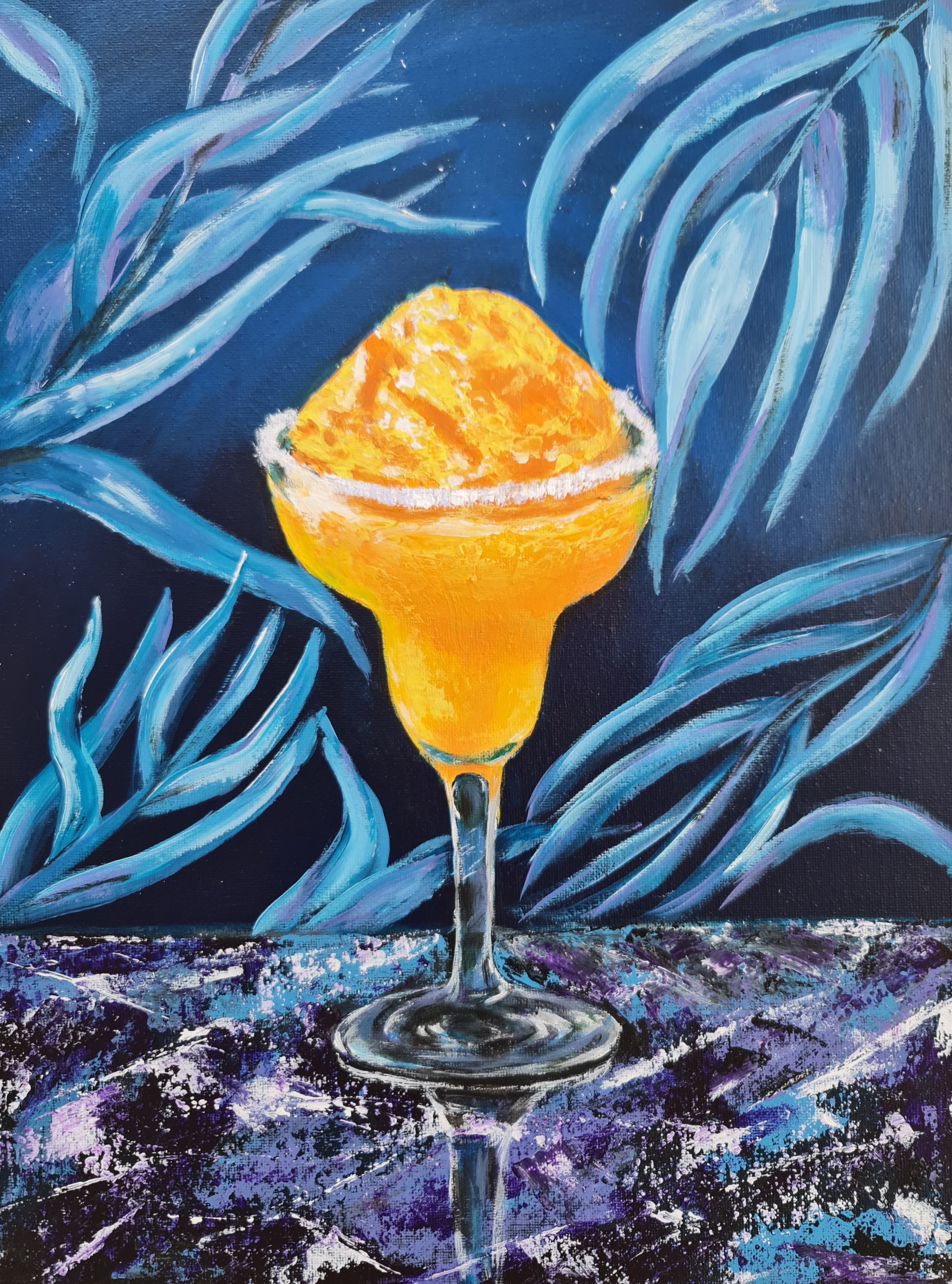 Tropical Cocktail Painting, Mango Sorbet