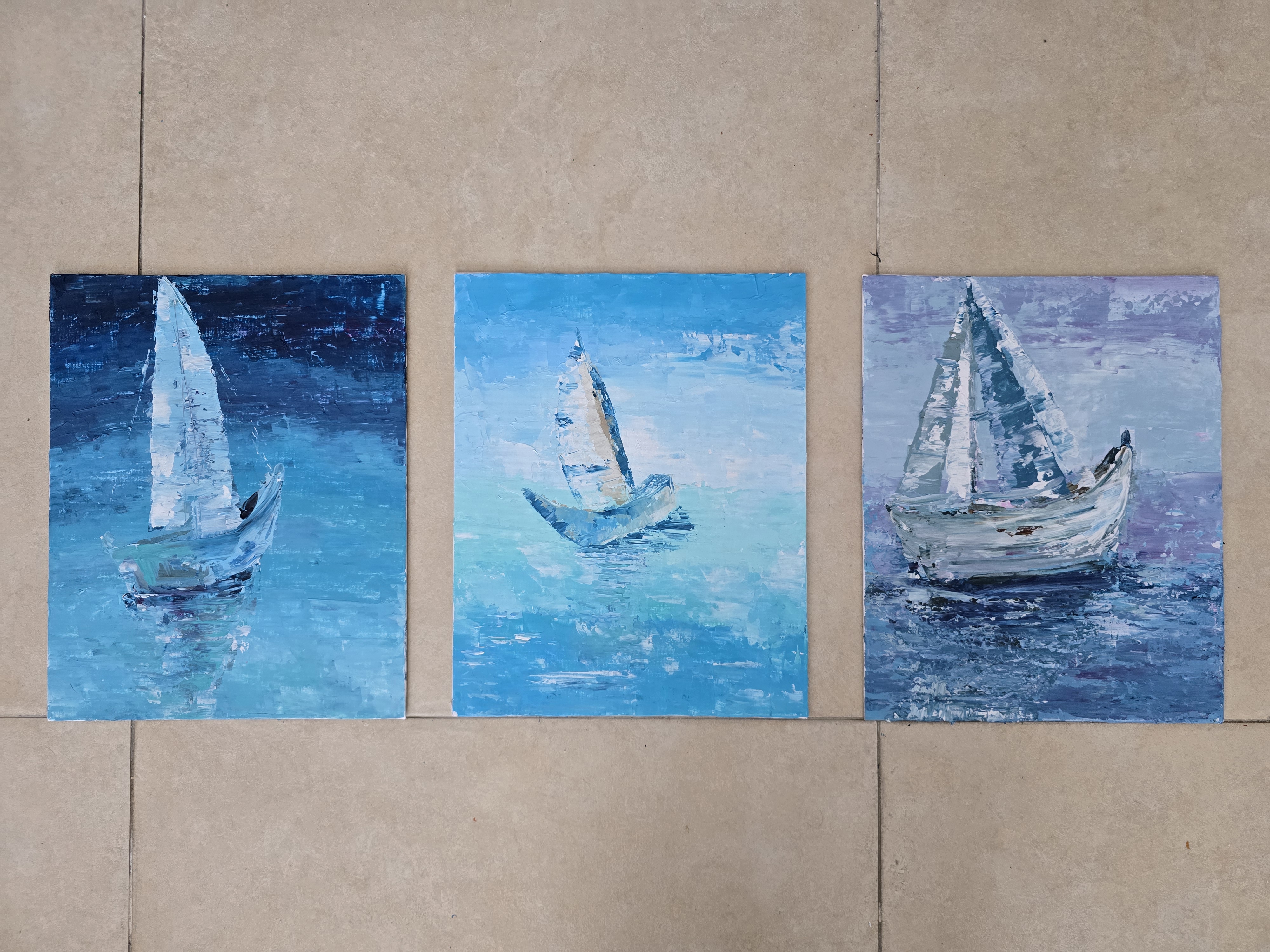 Abstract Sailboat Painting