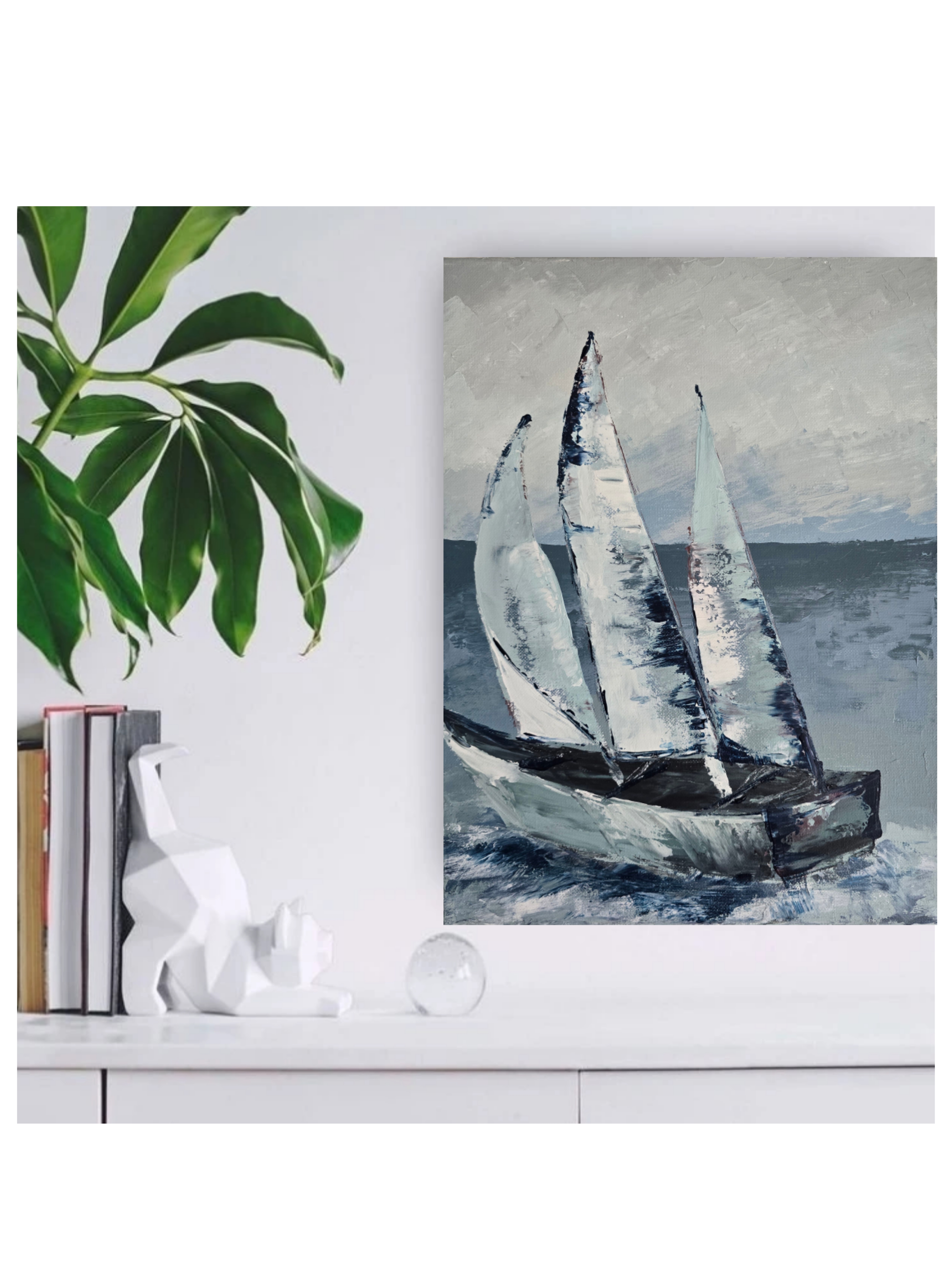 Hand-painted Sailboat Artwork