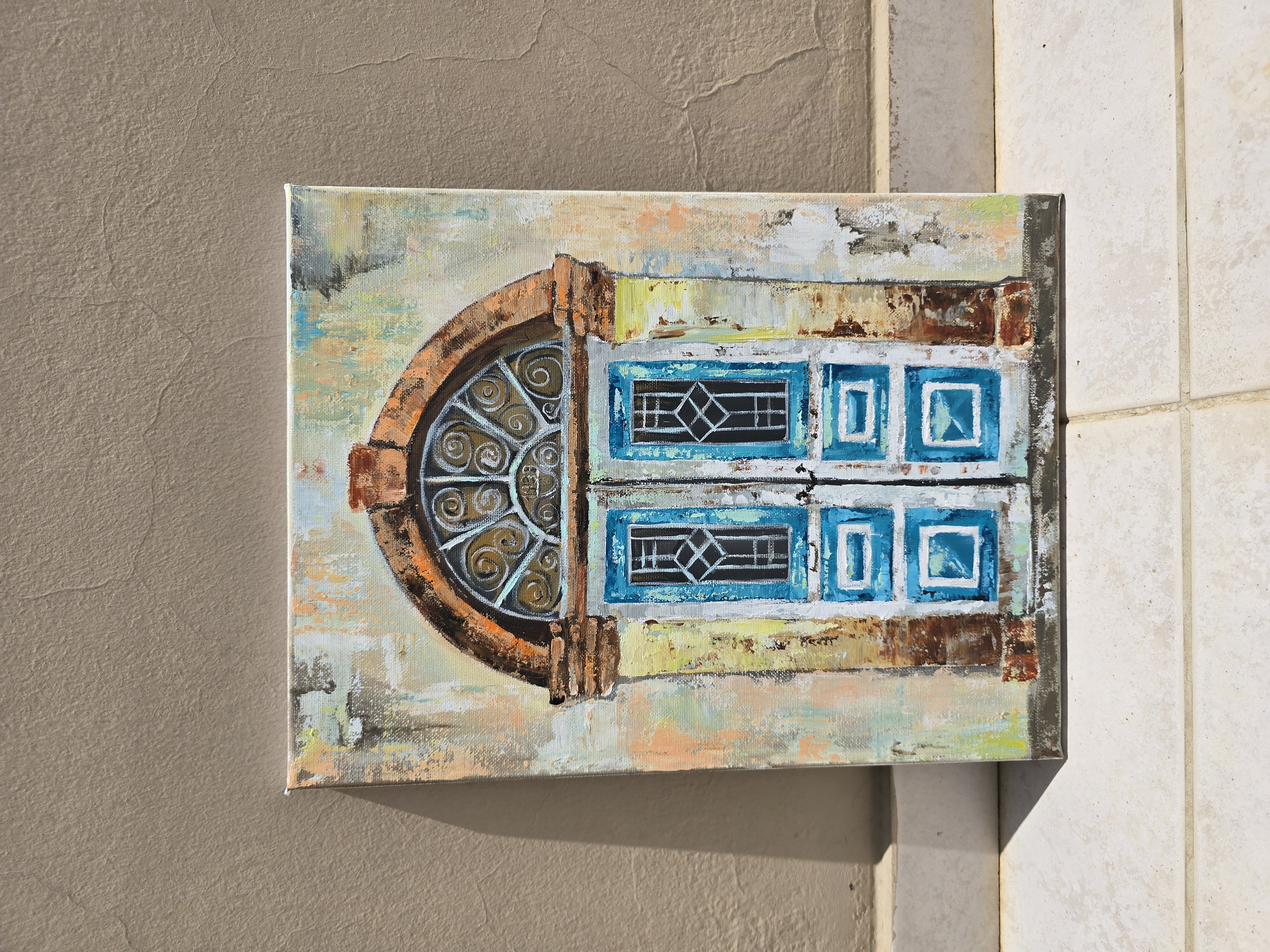 Vintage Doorway Painting, a Cyprus old door 