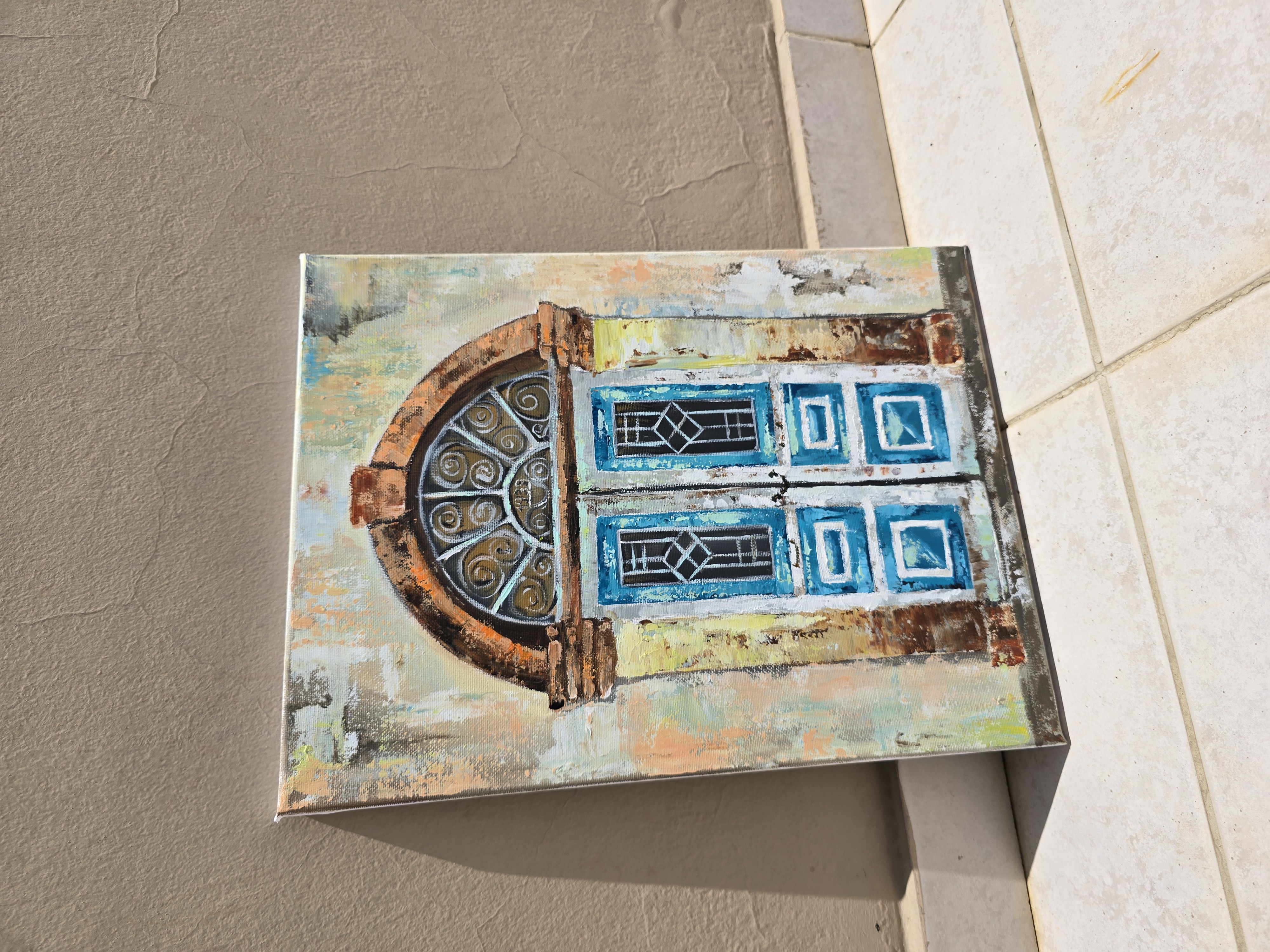 Vintage Doorway Painting, a Cyprus old door 