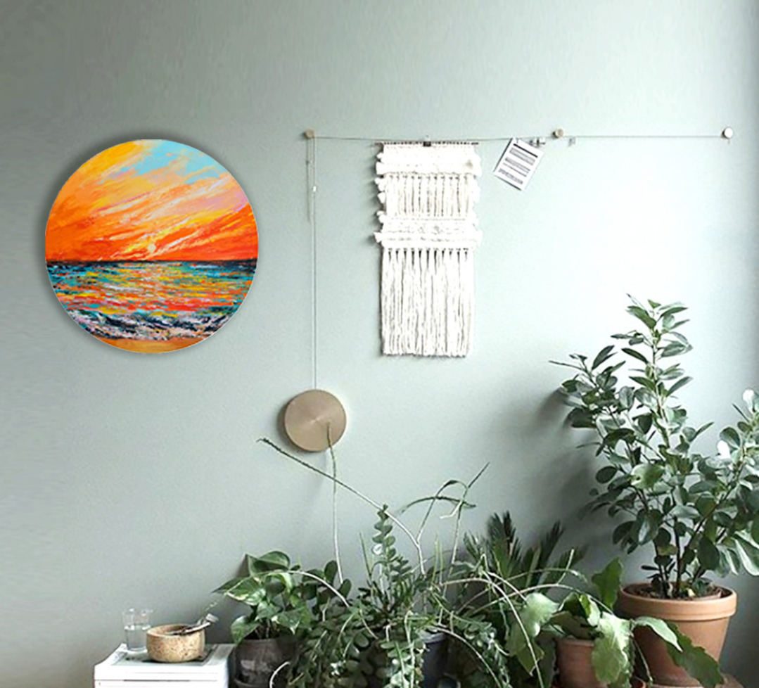 Round Circular Sunset Canvas Art