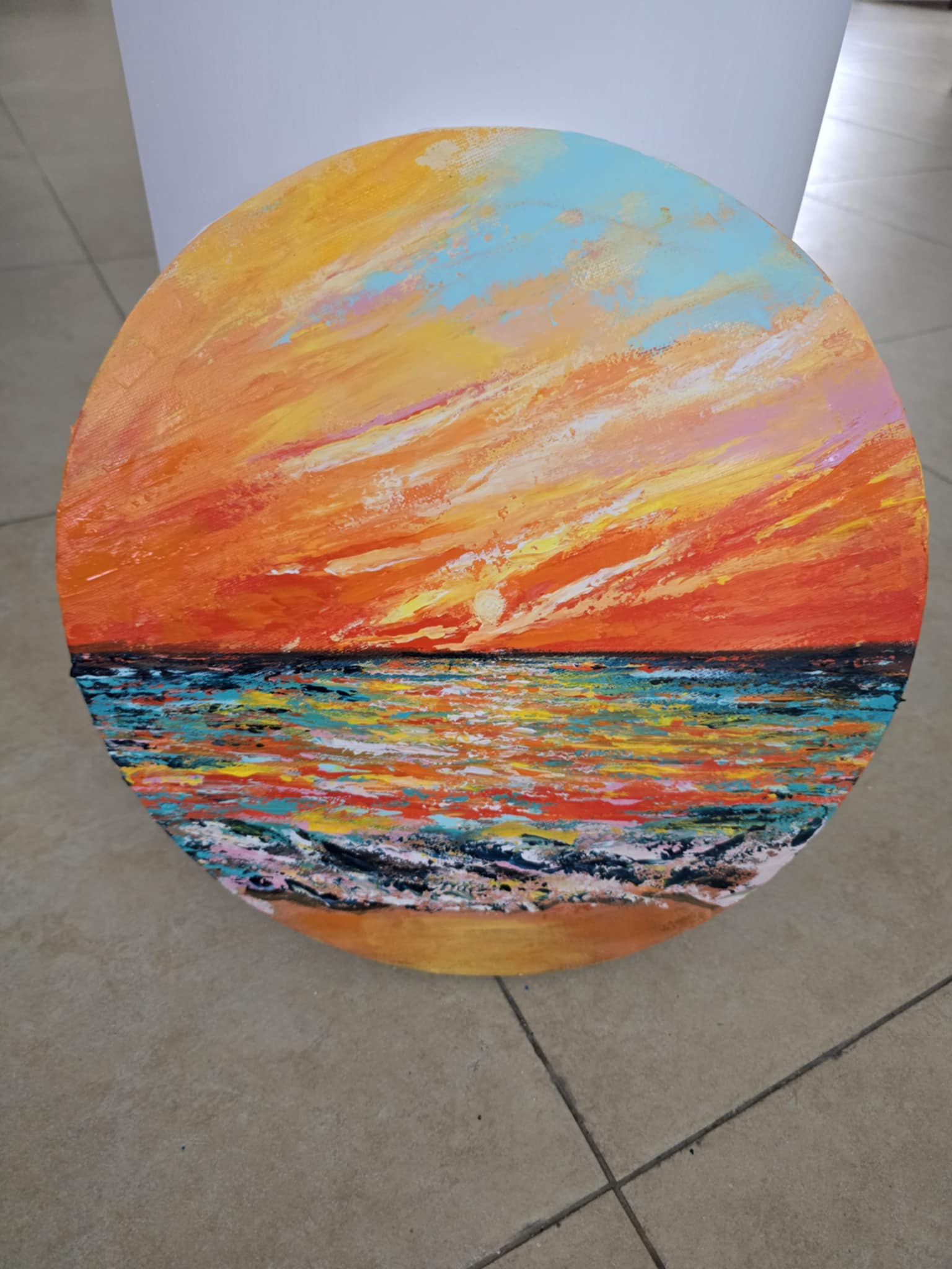 Round Circular Sunset Canvas Art