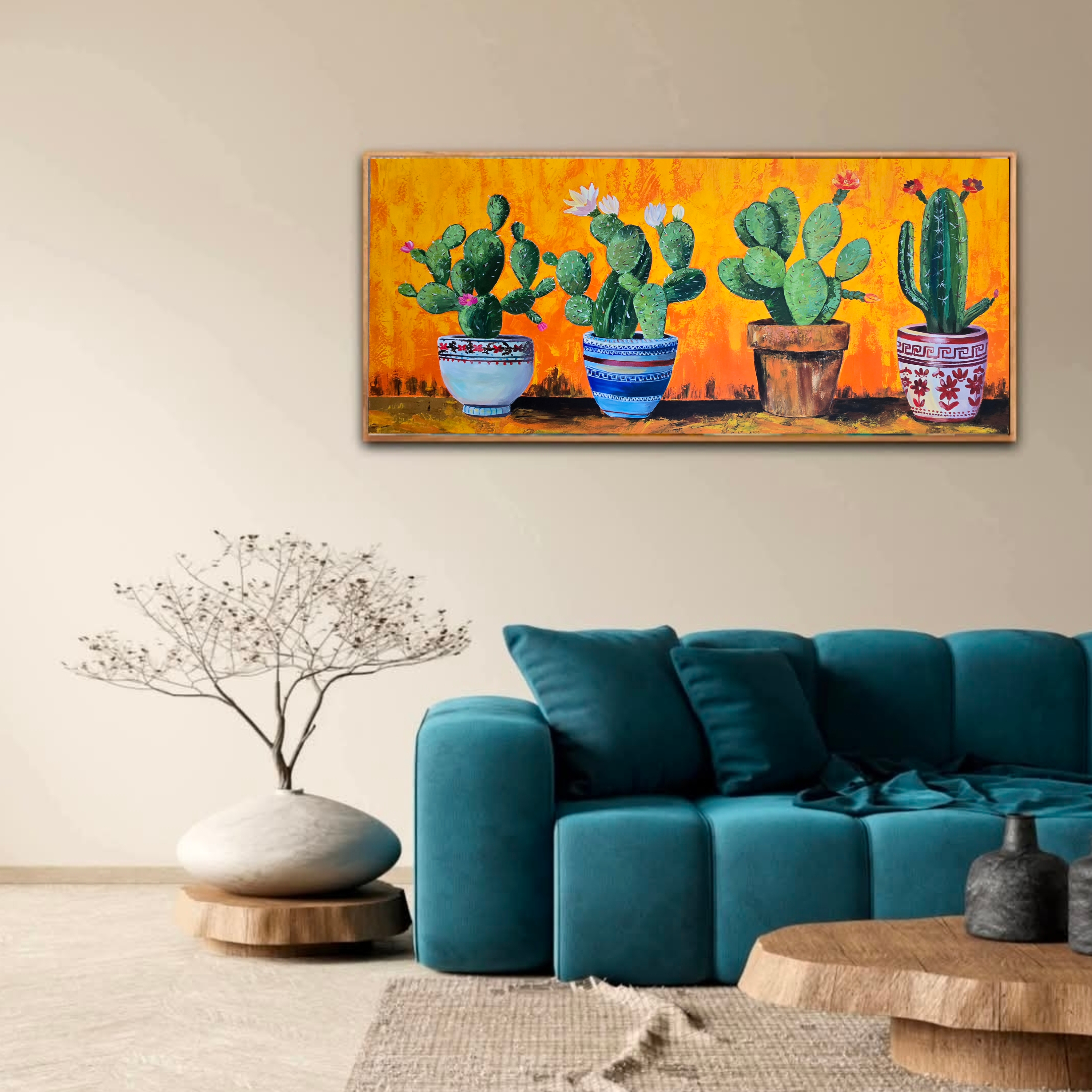 Colorful Cactus Art Painting 