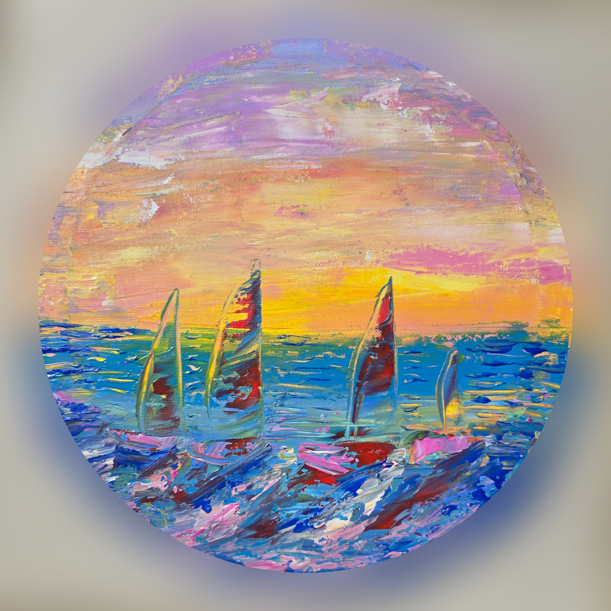 Abstract Sailboats Painting