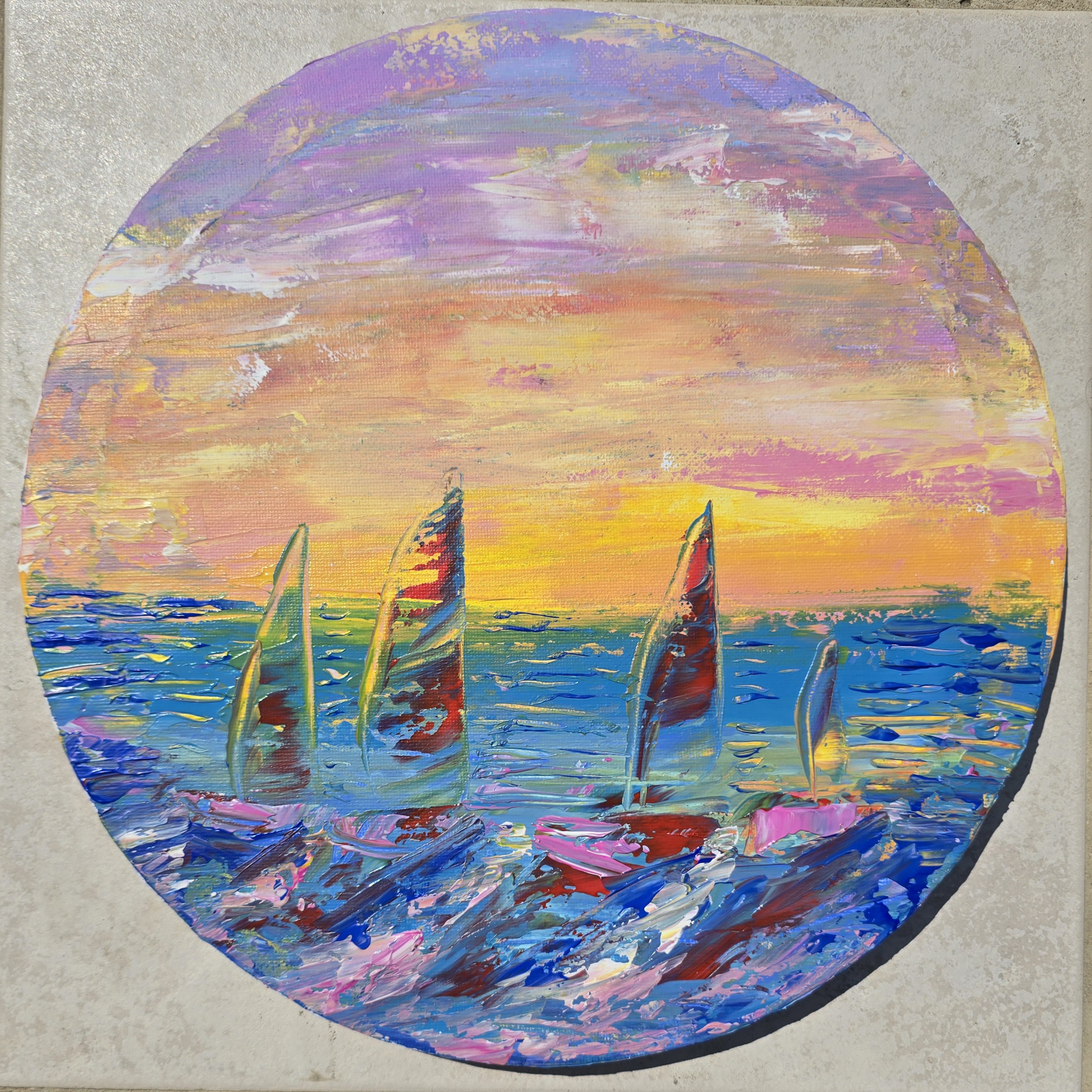 Abstract Sailboats Painting