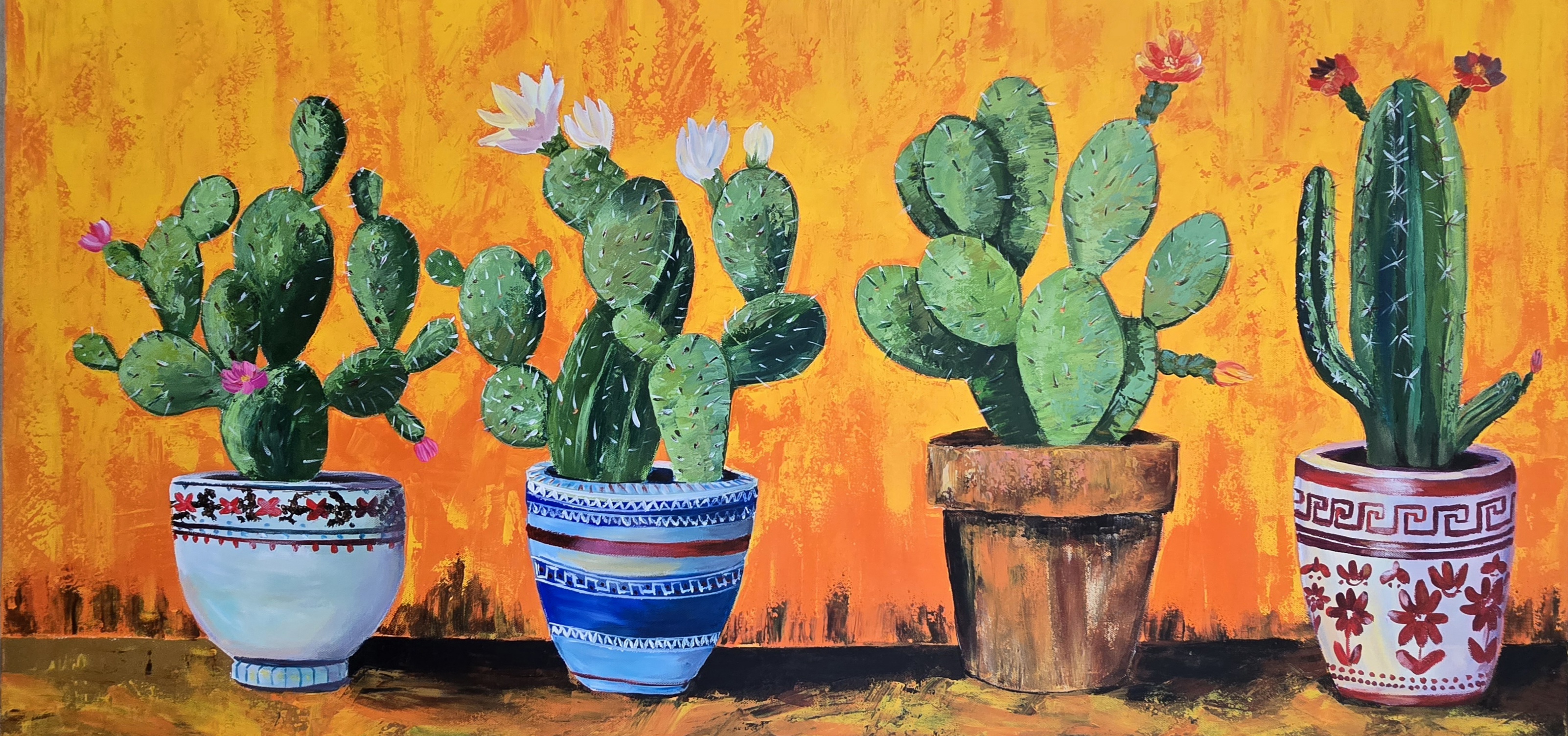 Colorful Cactus Art Painting 