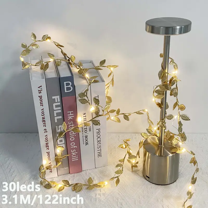 Guirnalda LED Hojas Doradas