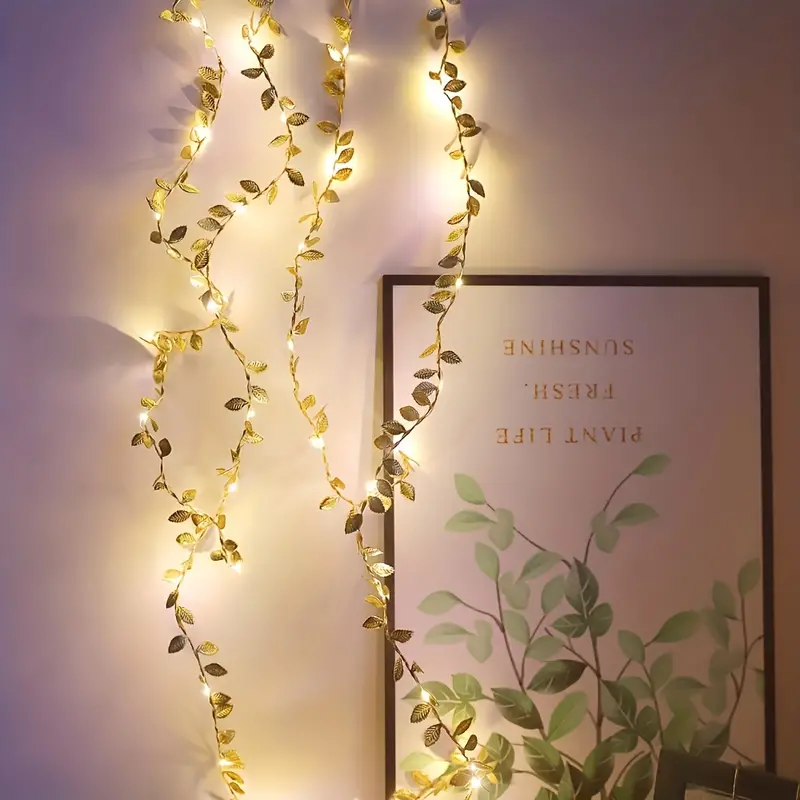 Guirnalda LED Hojas Doradas