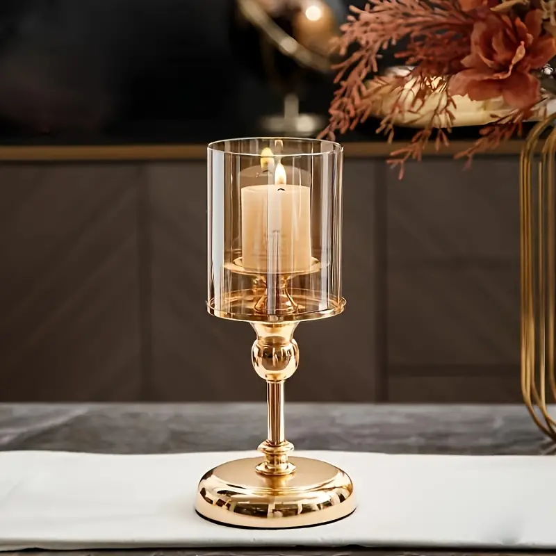 Portavelas Trio Gold & Glass