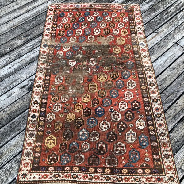 4x7 Worn Red Rug 