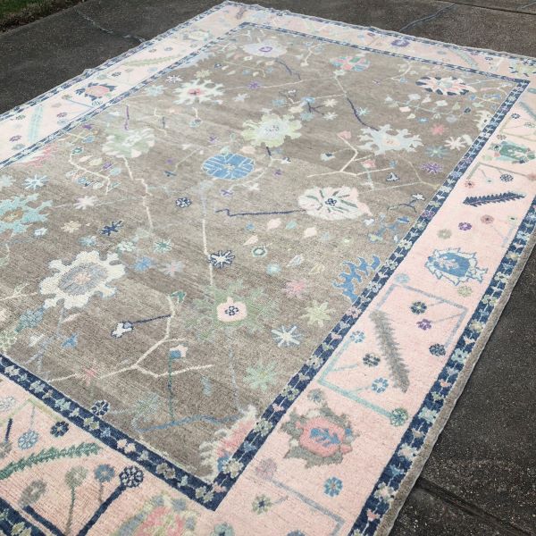 9x12 Beige Oushak Rug