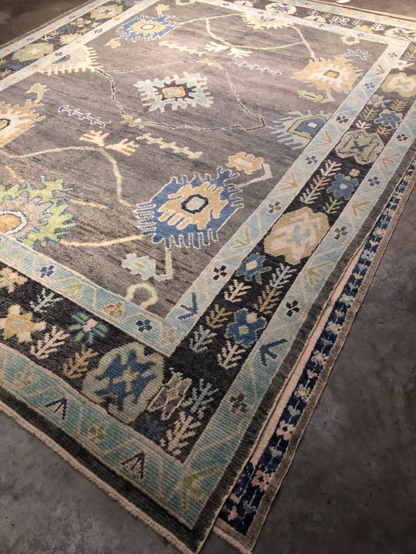 9x12 Dark Gray Oushak Rug