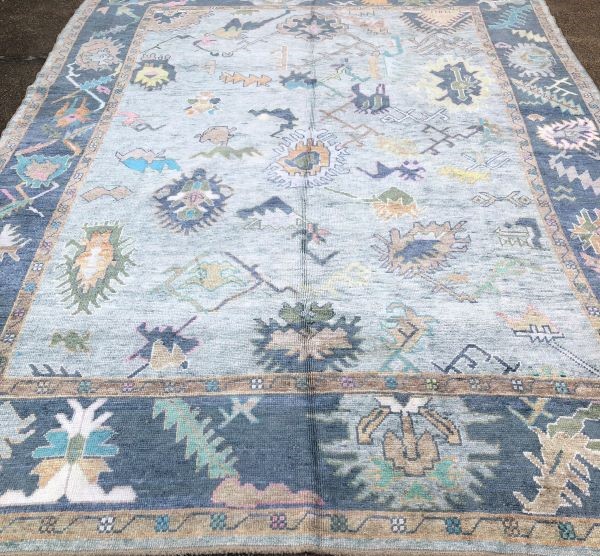 9x12 Light Blue Oushak Rug