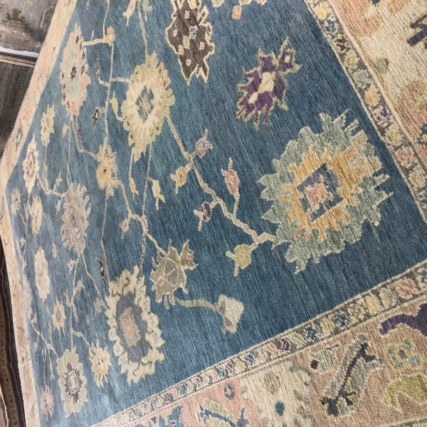 9x12 Blue Oushak Rug
