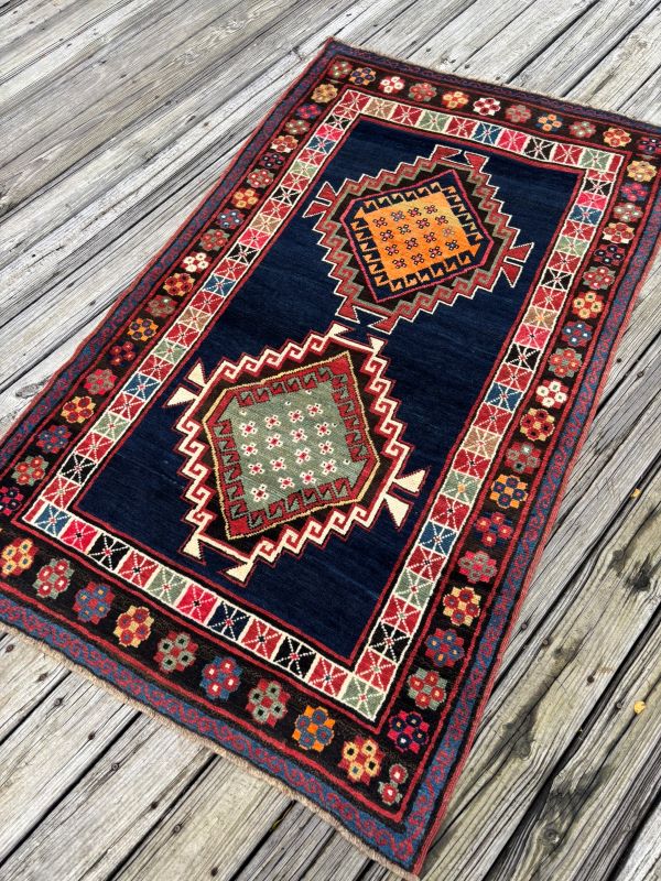 4x5 Blue Kazak Rug 