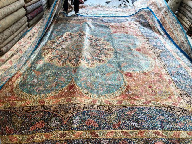 14x14 Handmade Persian Silk Rug