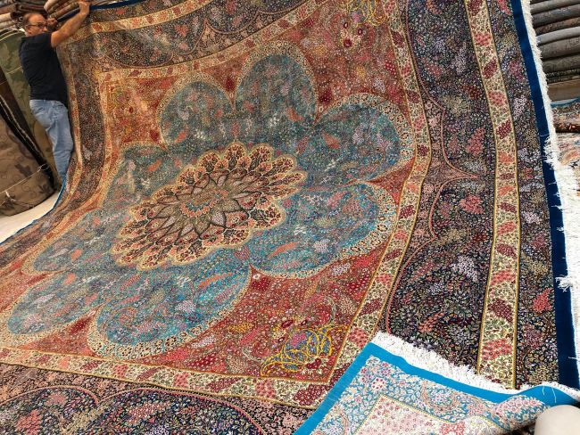14x14 Handmade Persian Silk Rug