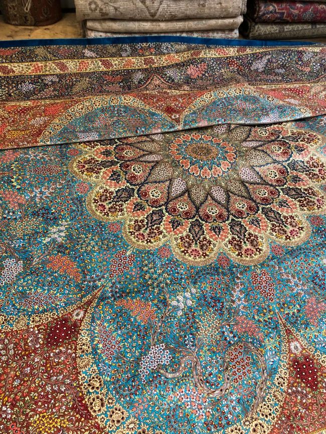 14x14 Handmade Persian Silk Rug
