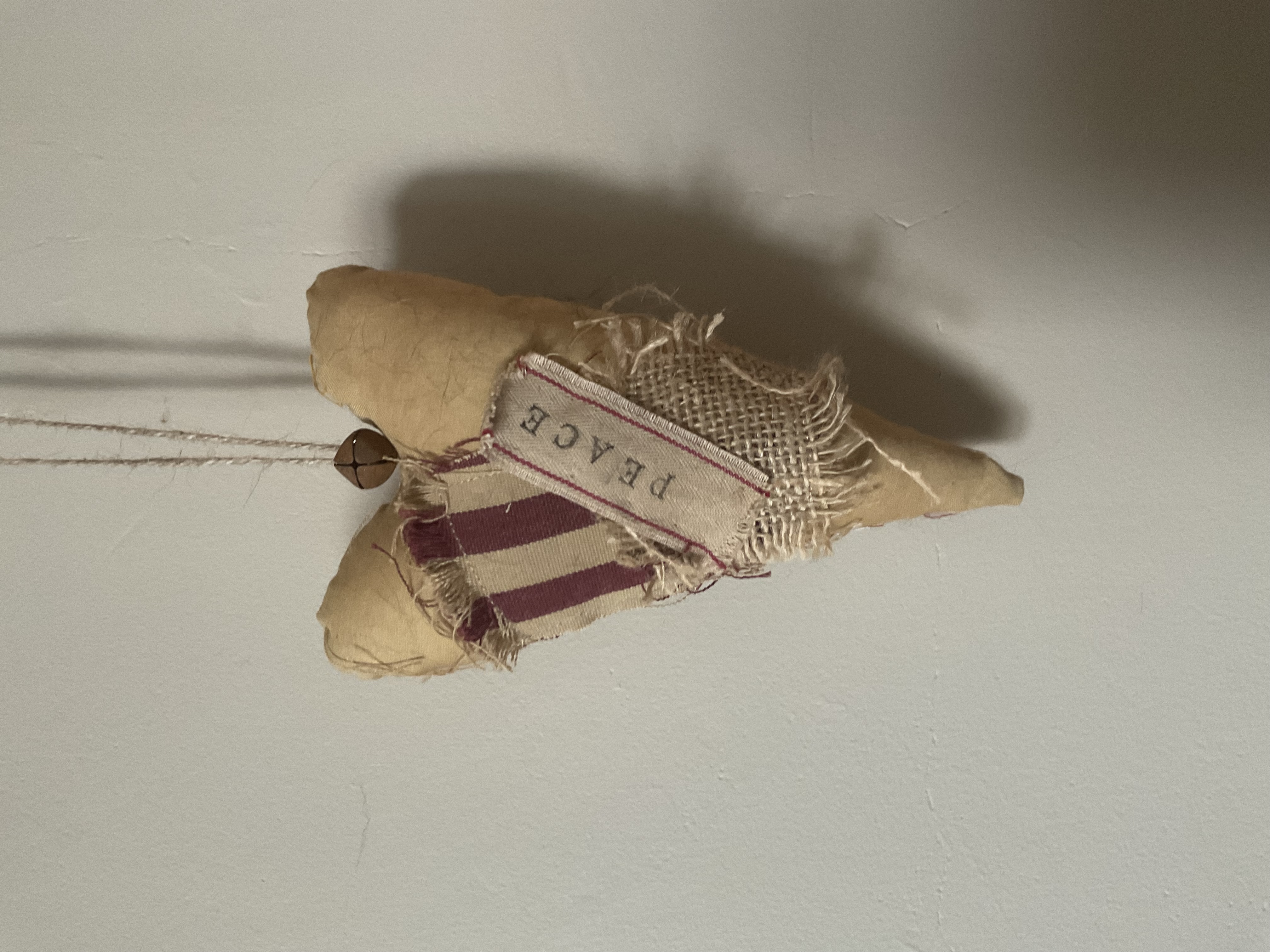 Rustic Fabric Heart Ornament