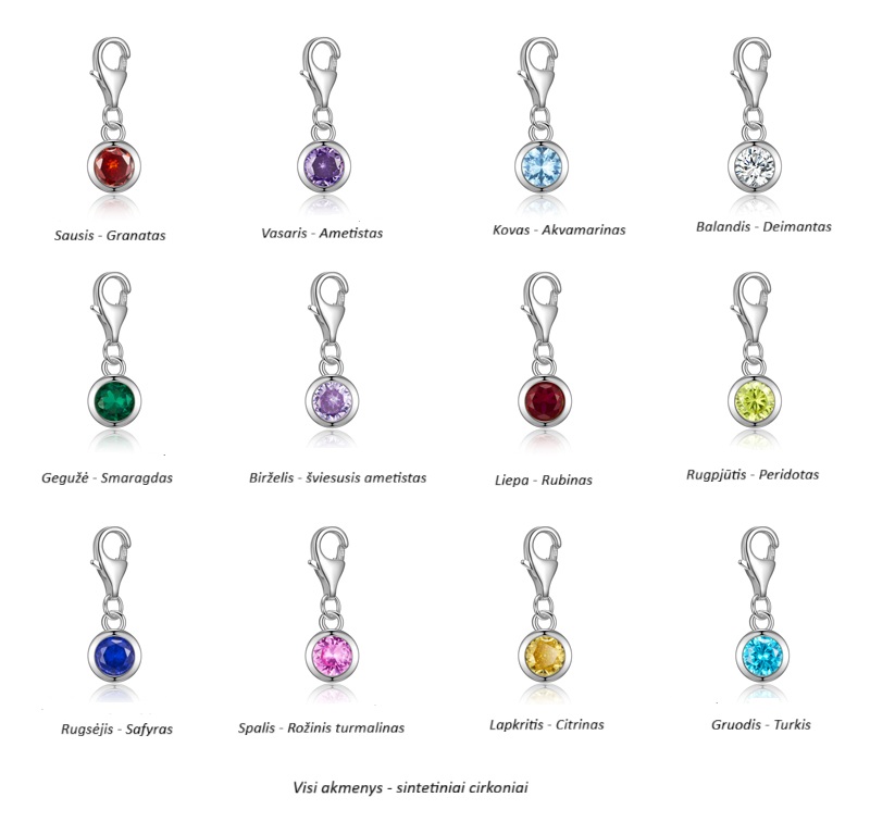 Pakabukai su gimimo akmenimis