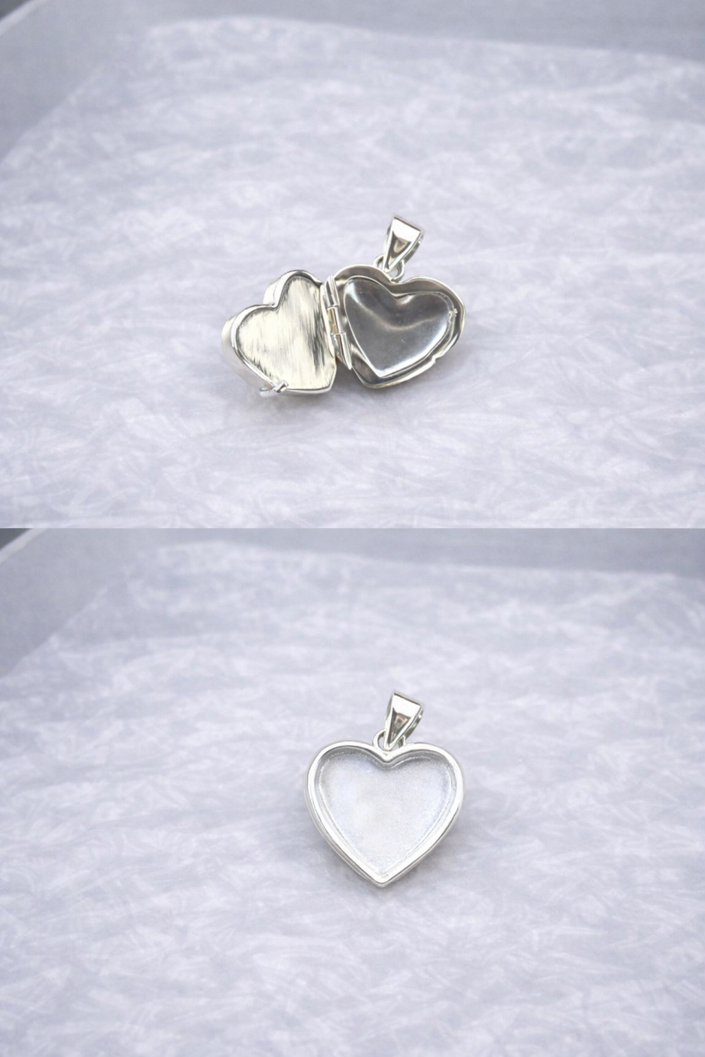 VIENINTELIS VIENETAS. Sidabrinis pakabukas atsidaranti širdelė nuotraukai