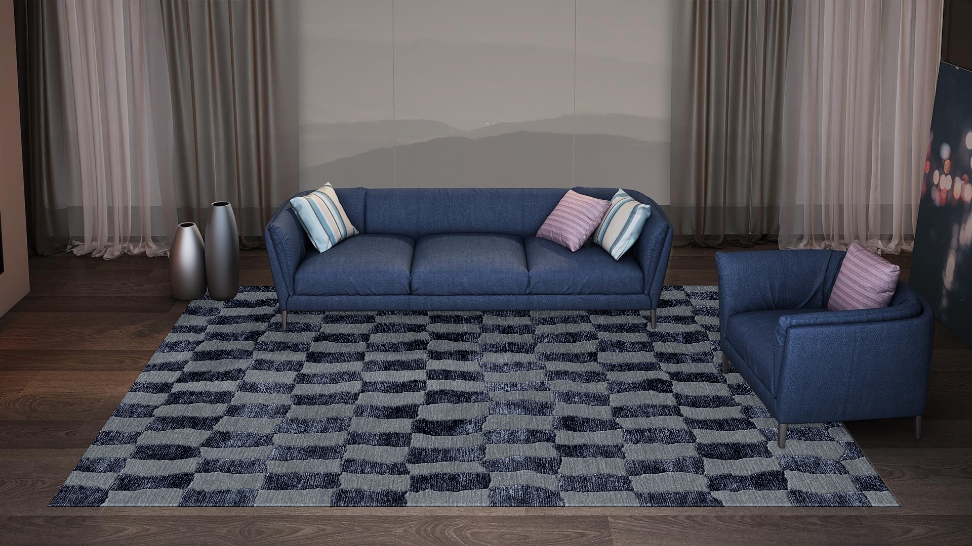 Shadow Check Bluish Grey