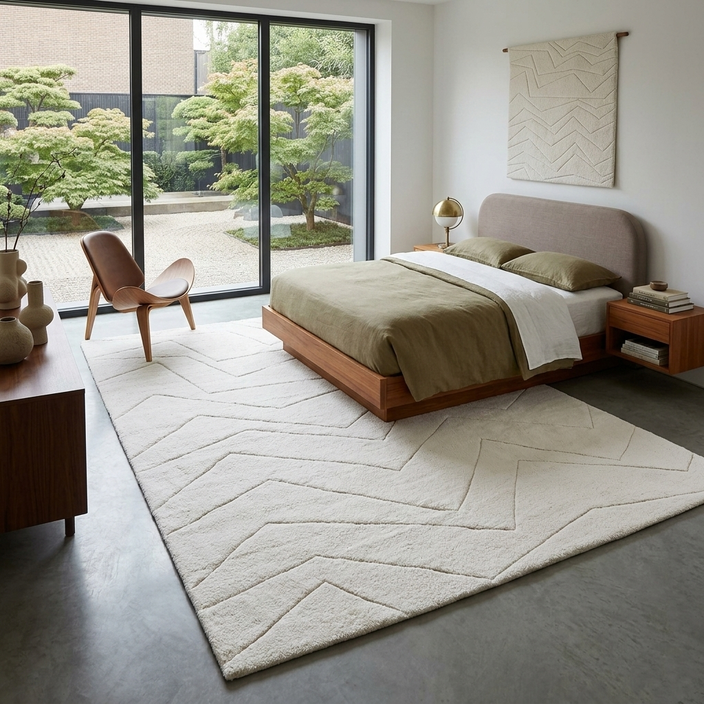 Modern Hand Knotted Cheveron Area Rug