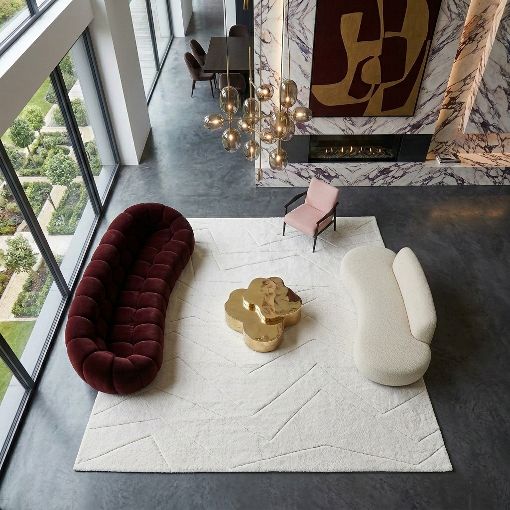 Modern Hand Knotted Cheveron Area Rug