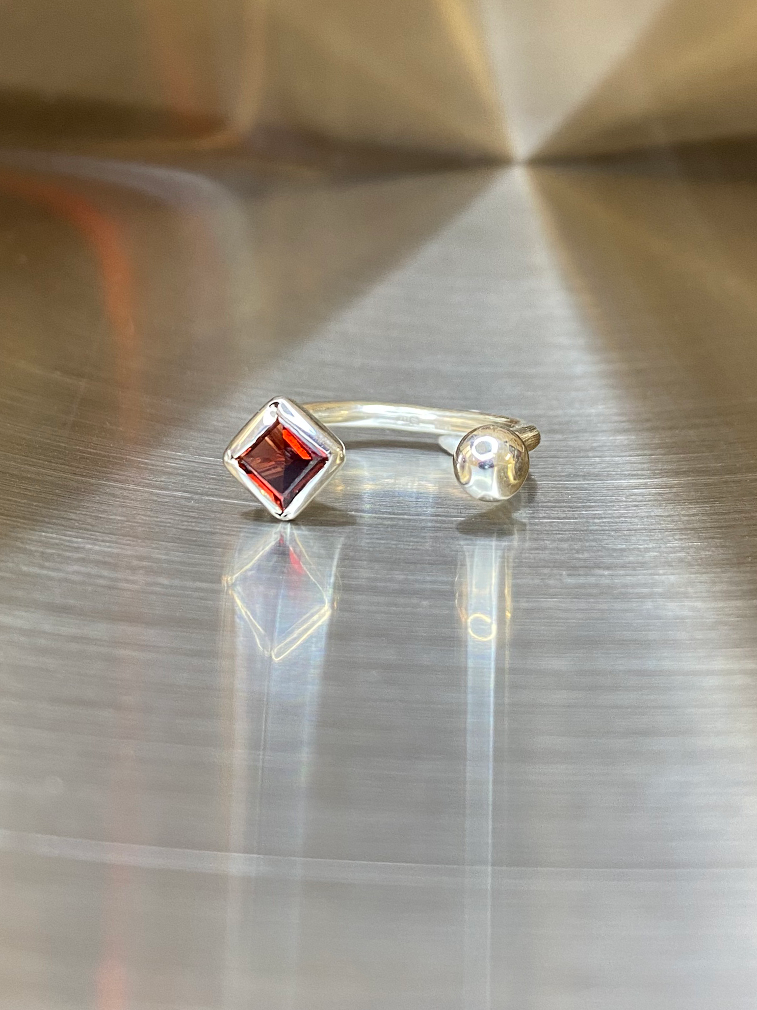 Red Square Garnet Ring