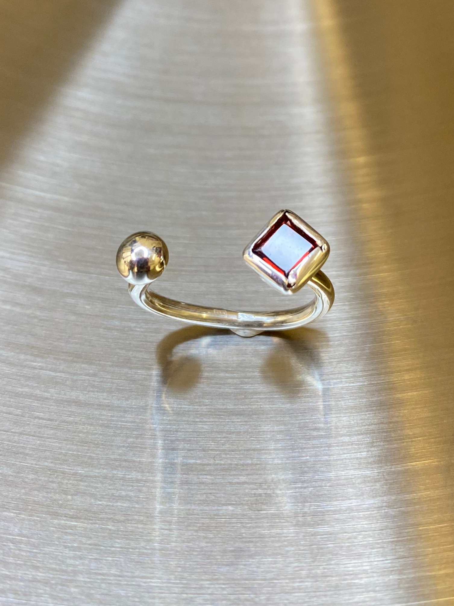 Red Square Garnet Ring