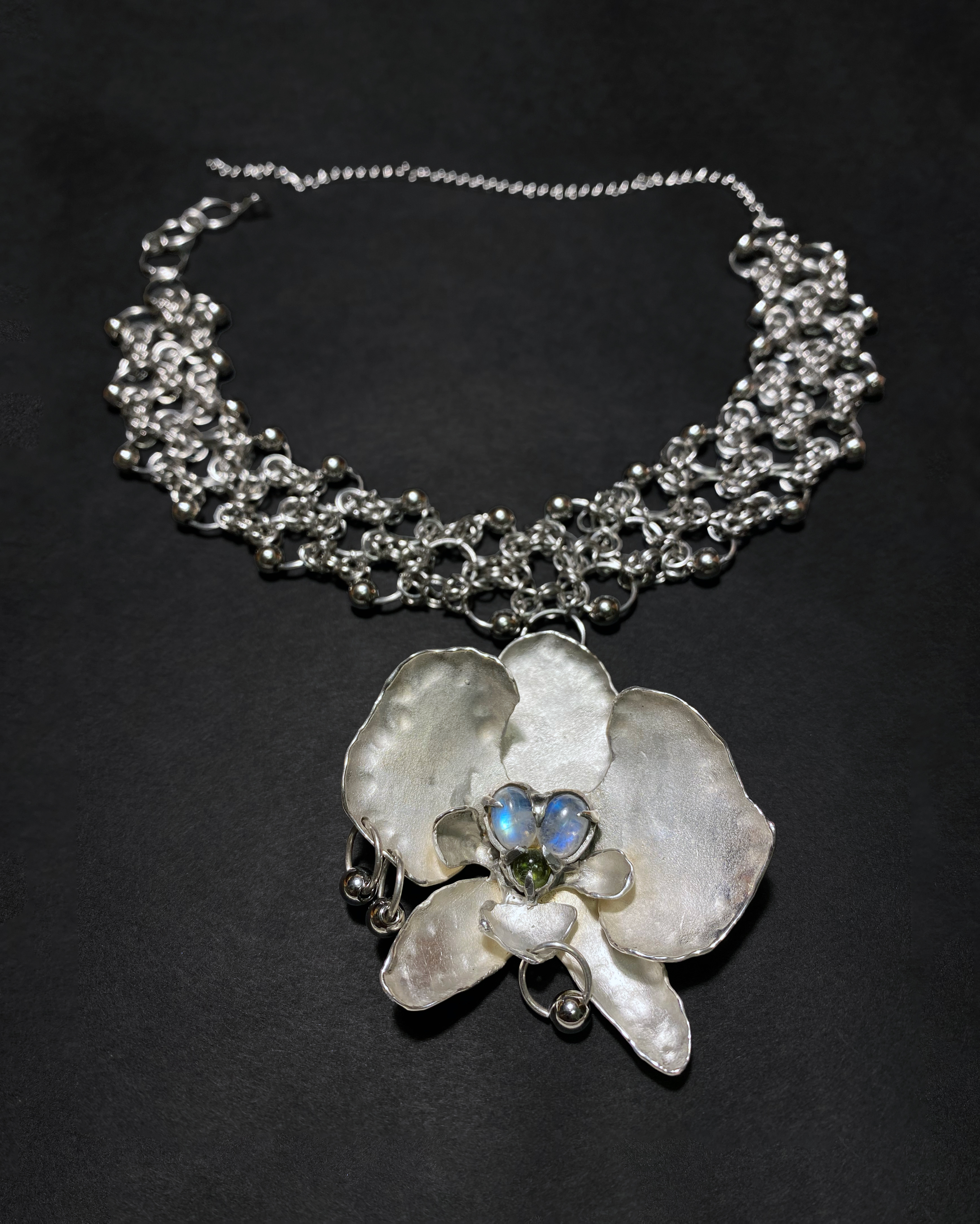 Pierced Silver Orchid Choker*