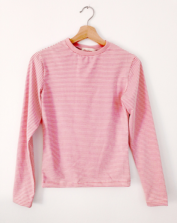 Pink and white Striped Long Sleeve Shirt